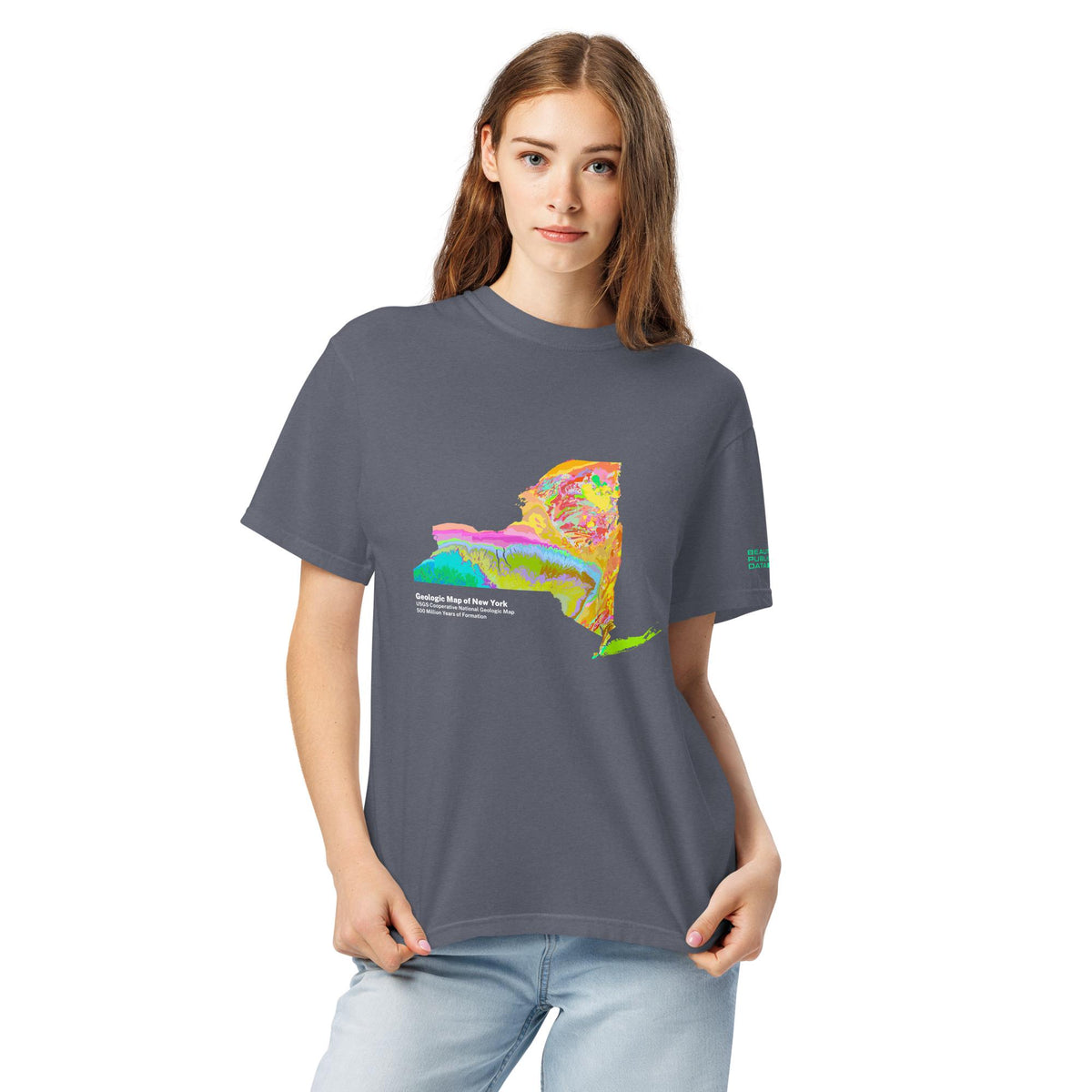 New York State Geology Map T-Shirt, USGS Bedrock Earth Science Tee