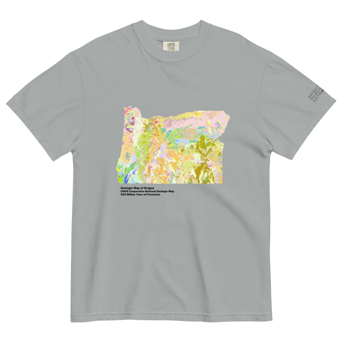 Oregon State Geology Map T-Shirt, USGS Bedrock Earth Science Tee (Light)