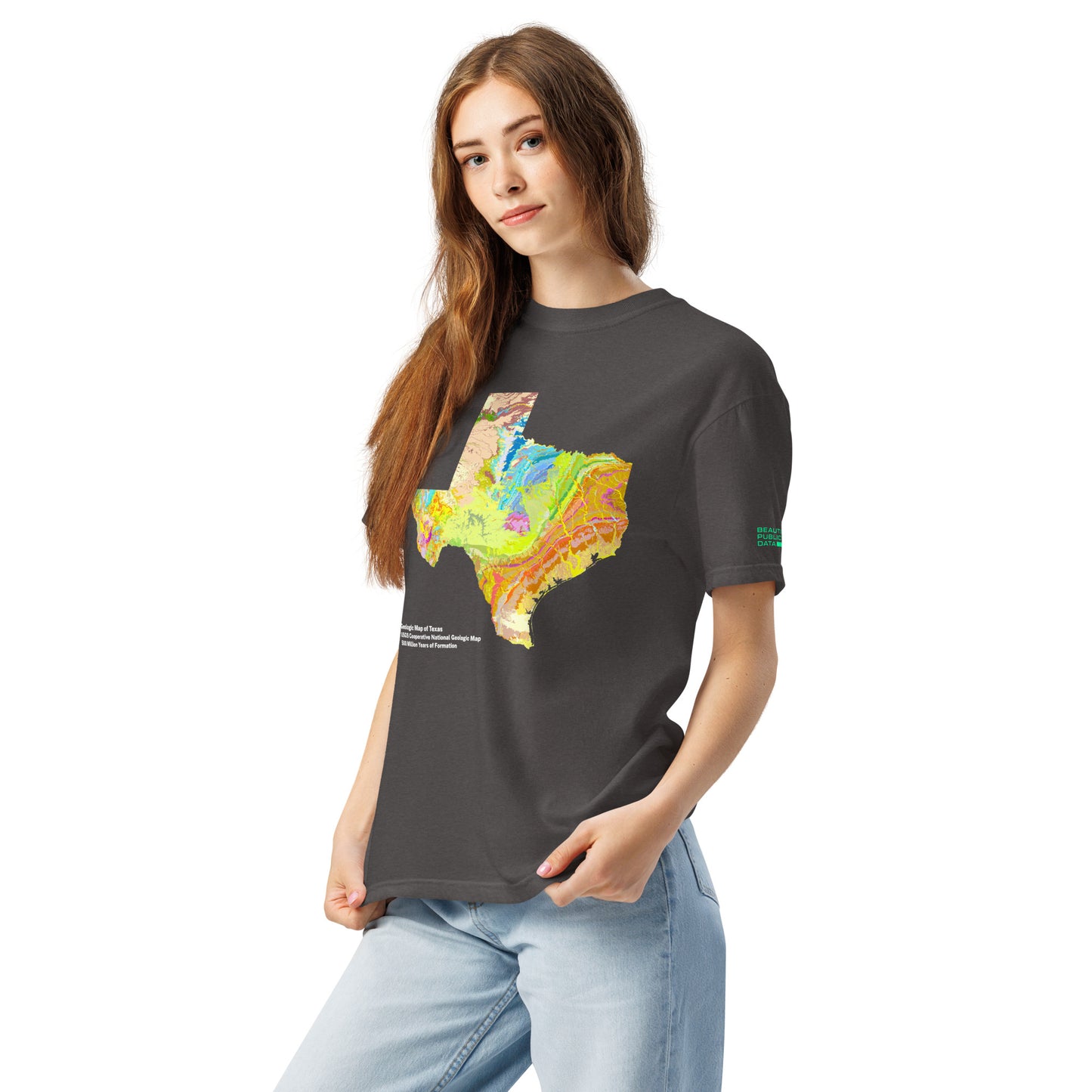 Texas State Geology Map T-Shirt, USGS Bedrock Earth Science Tee (Dark)