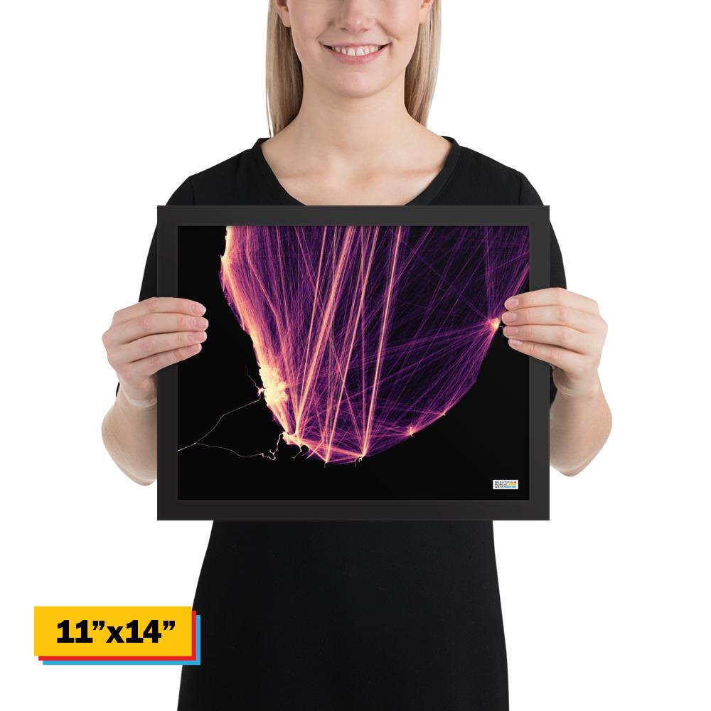 Framed print - One year of ship movements visualized: Chicago, Lake Michigan