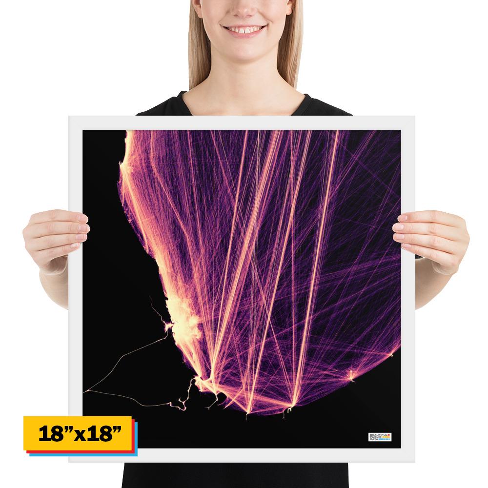 Framed print - One year of ship movements visualized: Chicago, Lake Michigan