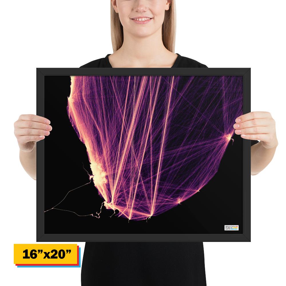 Framed print - One year of ship movements visualized: Chicago, Lake Michigan