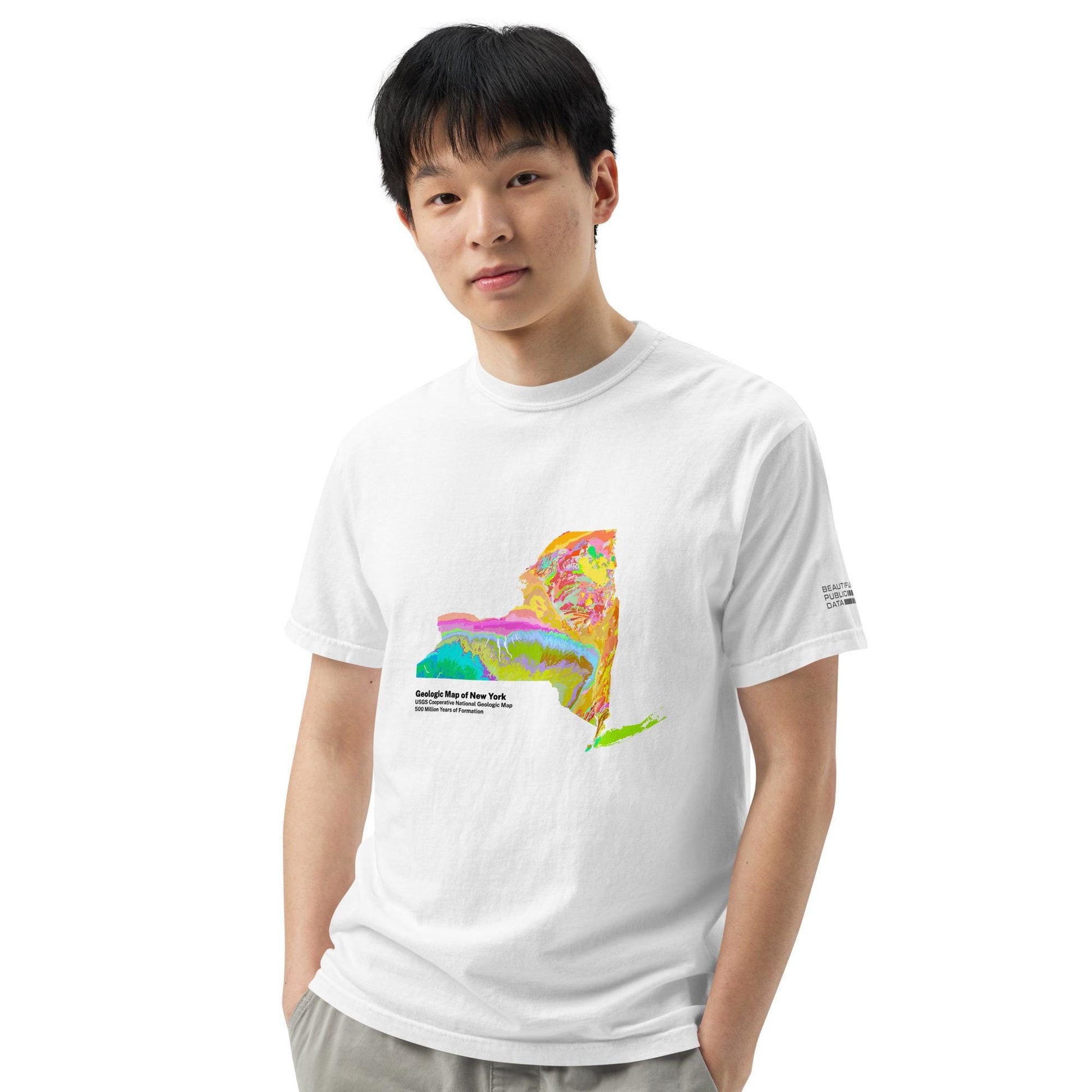 New York State Geology Map T-Shirt, USGS Bedrock Earth Science Tee