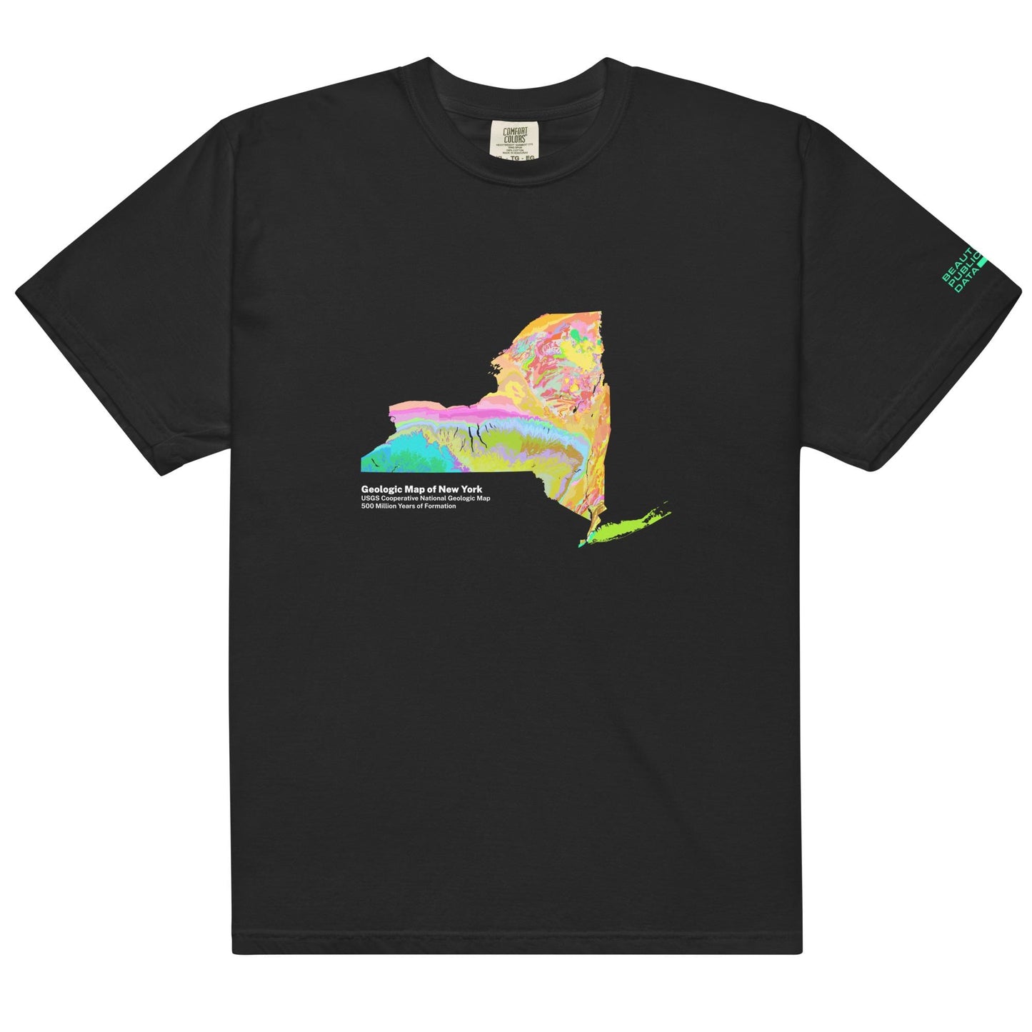 New York State Geology Map T-Shirt, USGS Bedrock Earth Science Tee