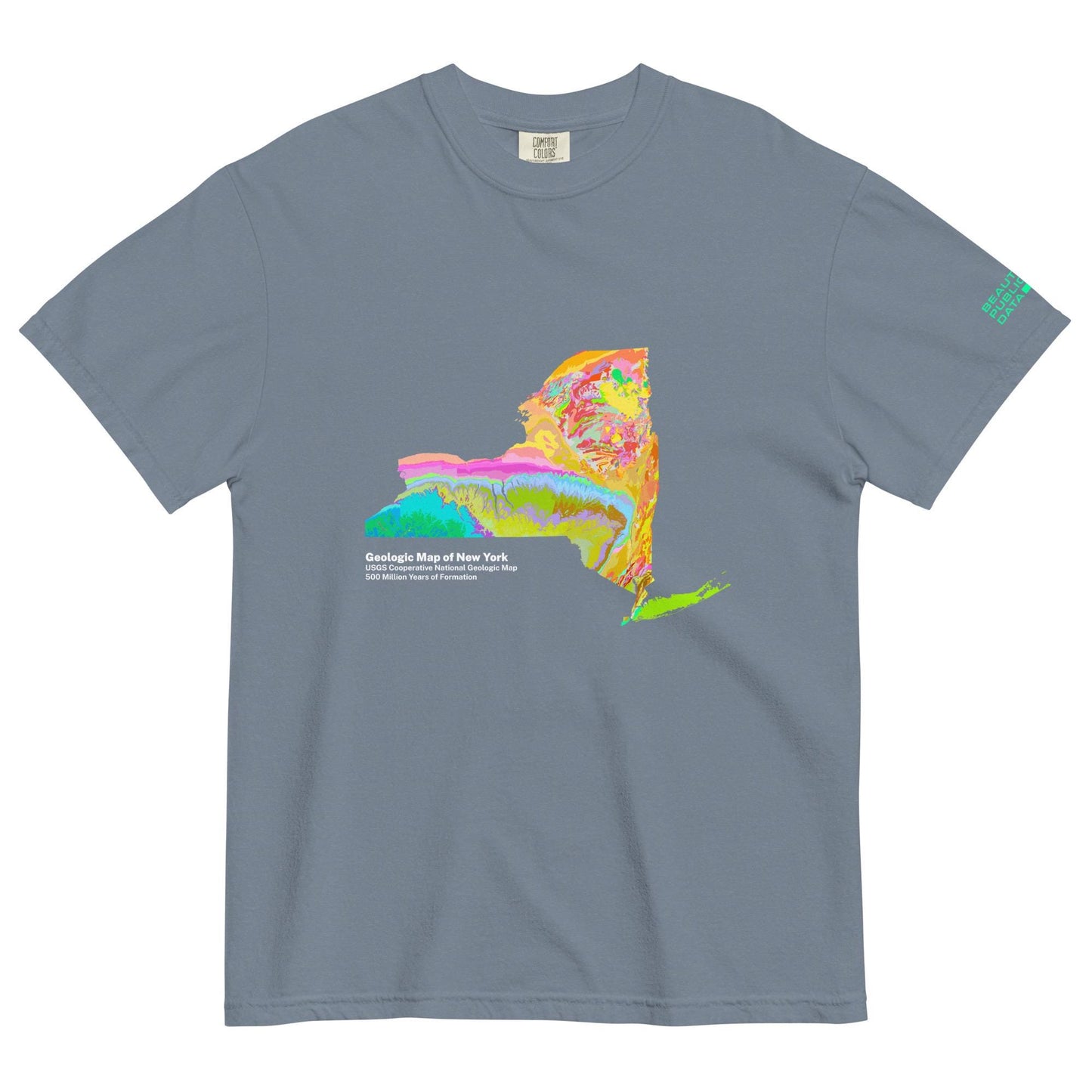 New York State Geology Map T-Shirt, USGS Bedrock Earth Science Tee