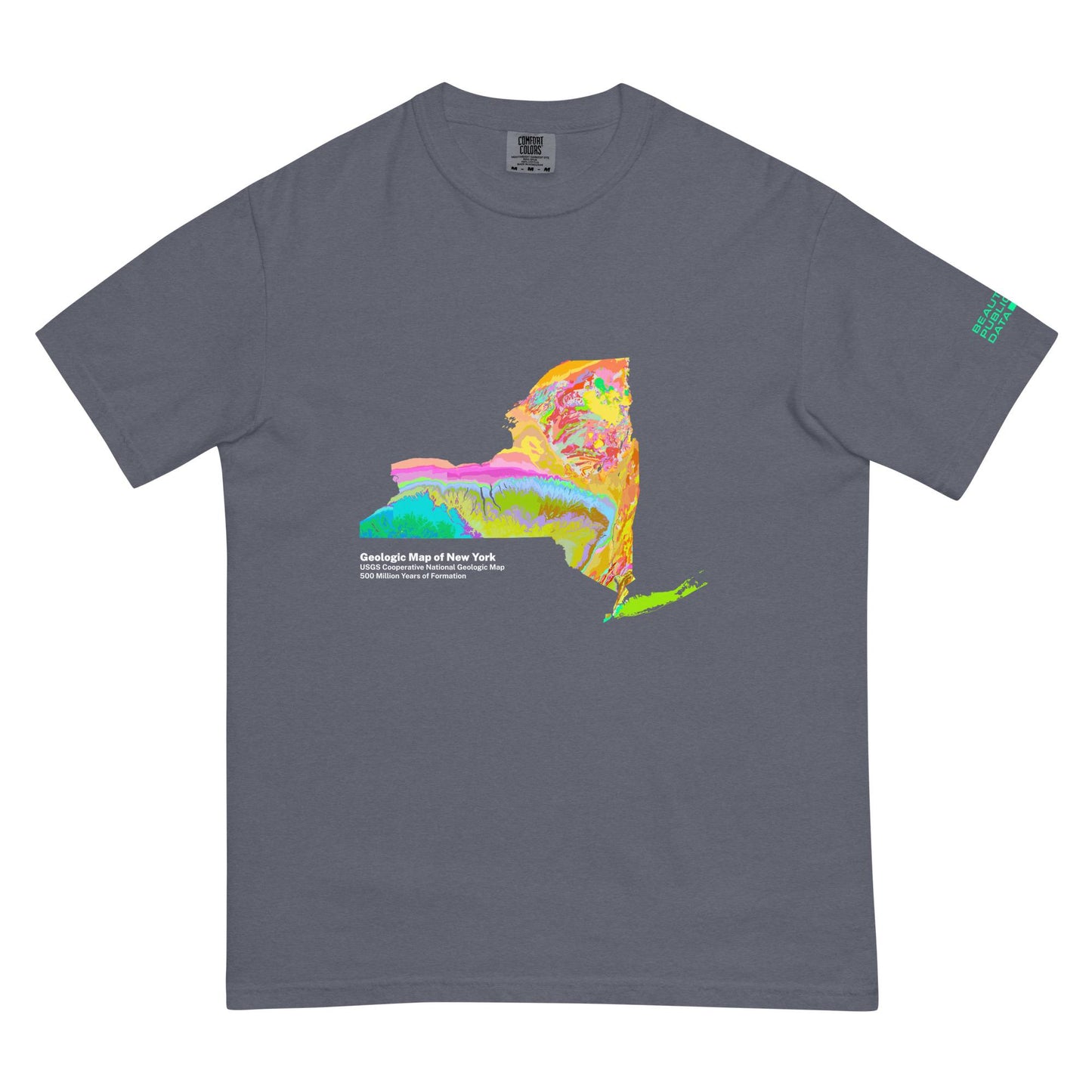 New York State Geology Map T-Shirt, USGS Bedrock Earth Science Tee