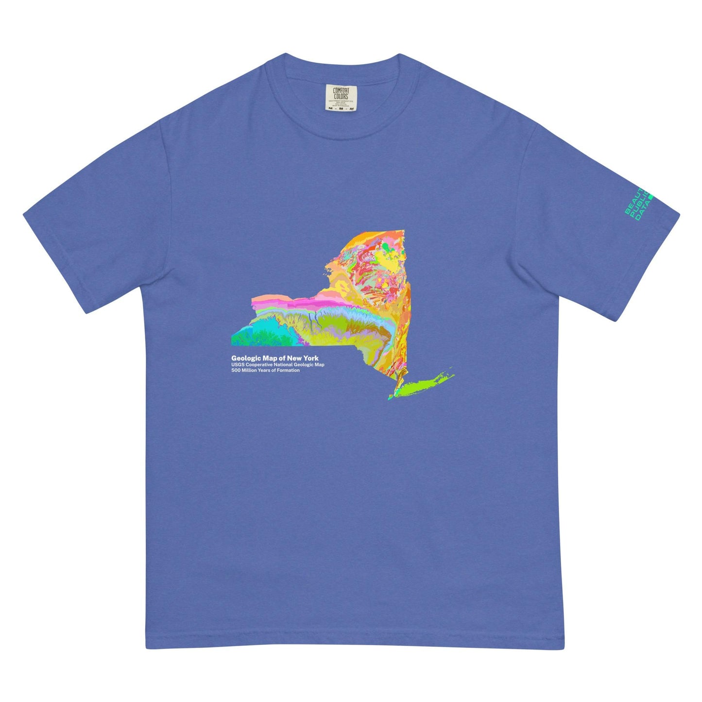 New York State Geology Map T-Shirt, USGS Bedrock Earth Science Tee