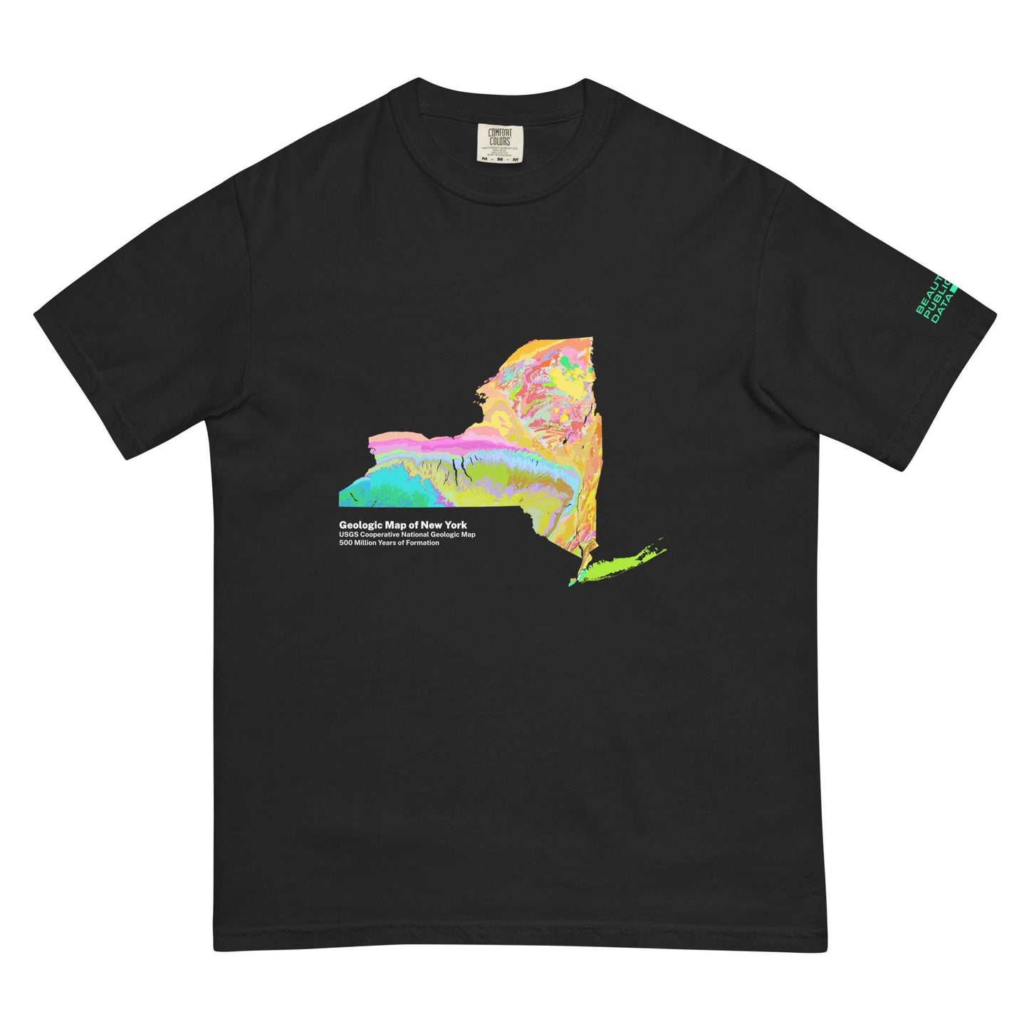 New York State Geology Map T-Shirt, USGS Bedrock Earth Science Tee
