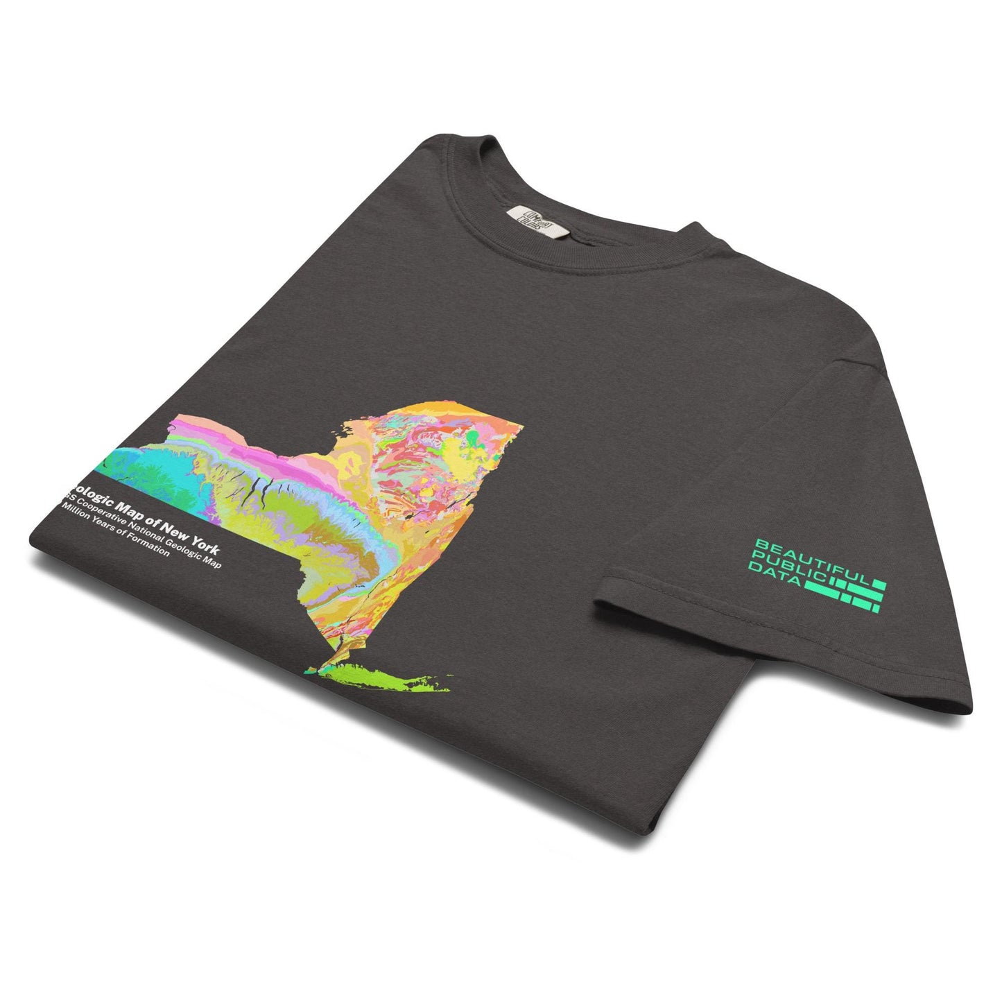 New York State Geology Map T-Shirt, USGS Bedrock Earth Science Tee
