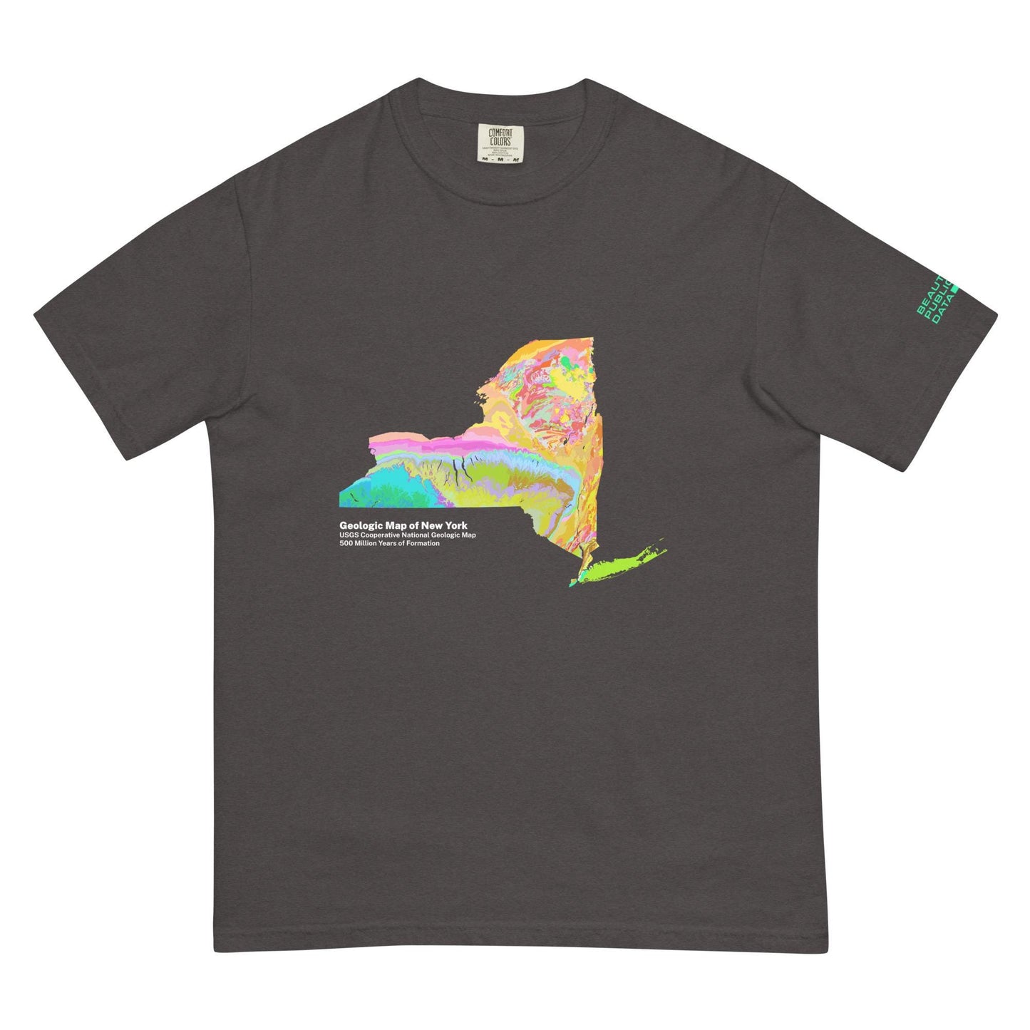New York State Geology Map T-Shirt, USGS Bedrock Earth Science Tee