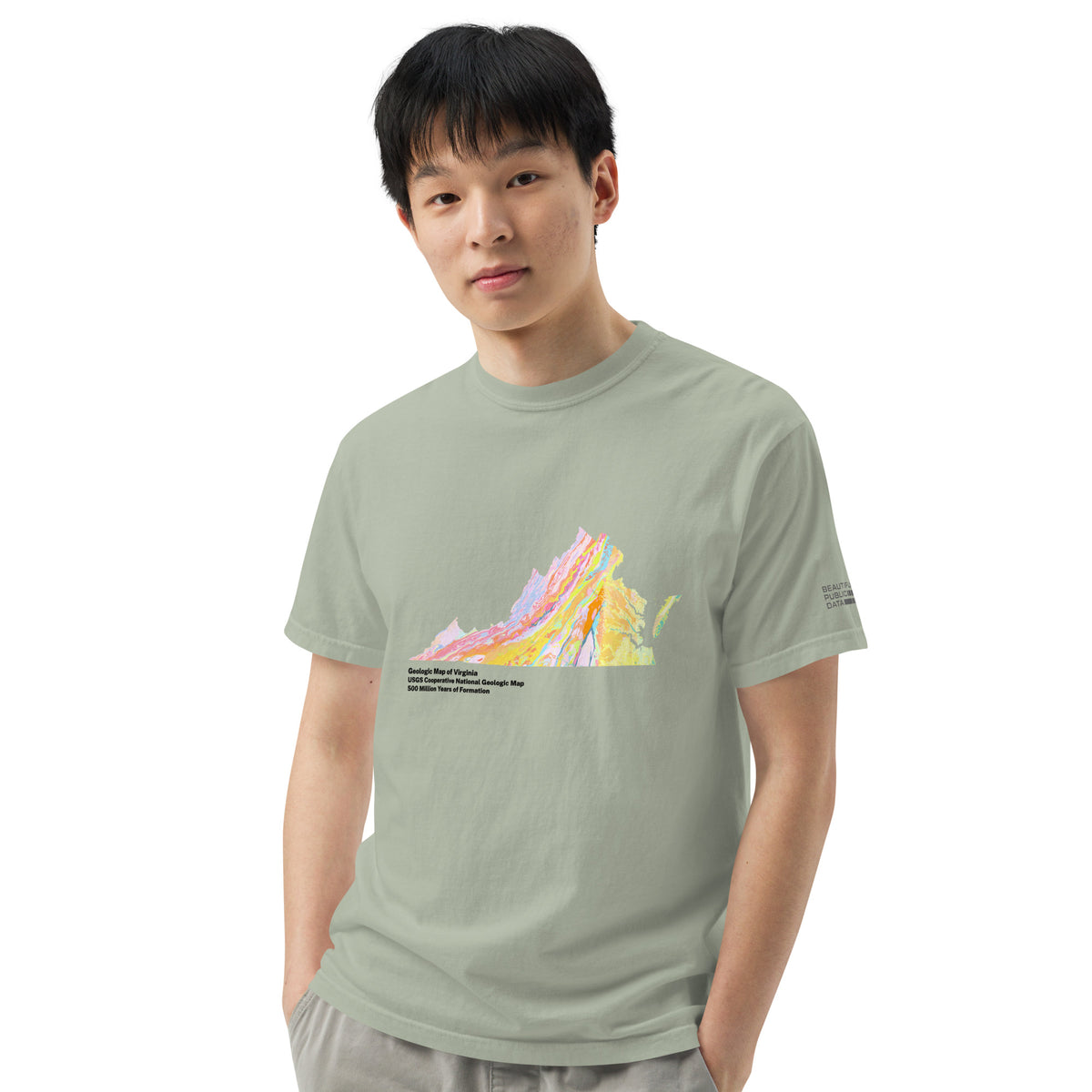 Virginia State Geology Map T-Shirt, USGS Bedrock Earth Science Tee (Light)