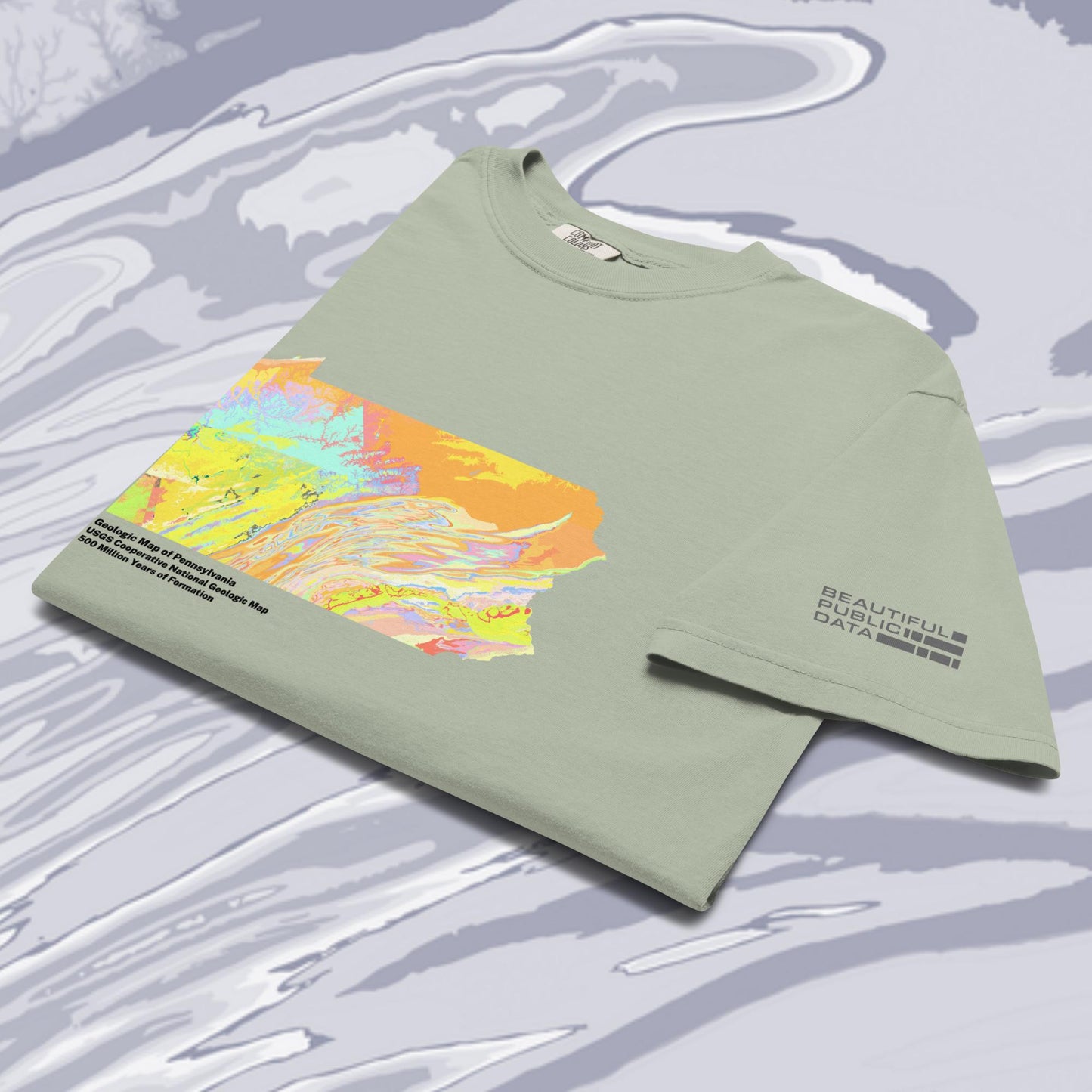 Pennsylvania State Geology Map T-Shirt, USGS Bedrock Earth Science Tee (Light)