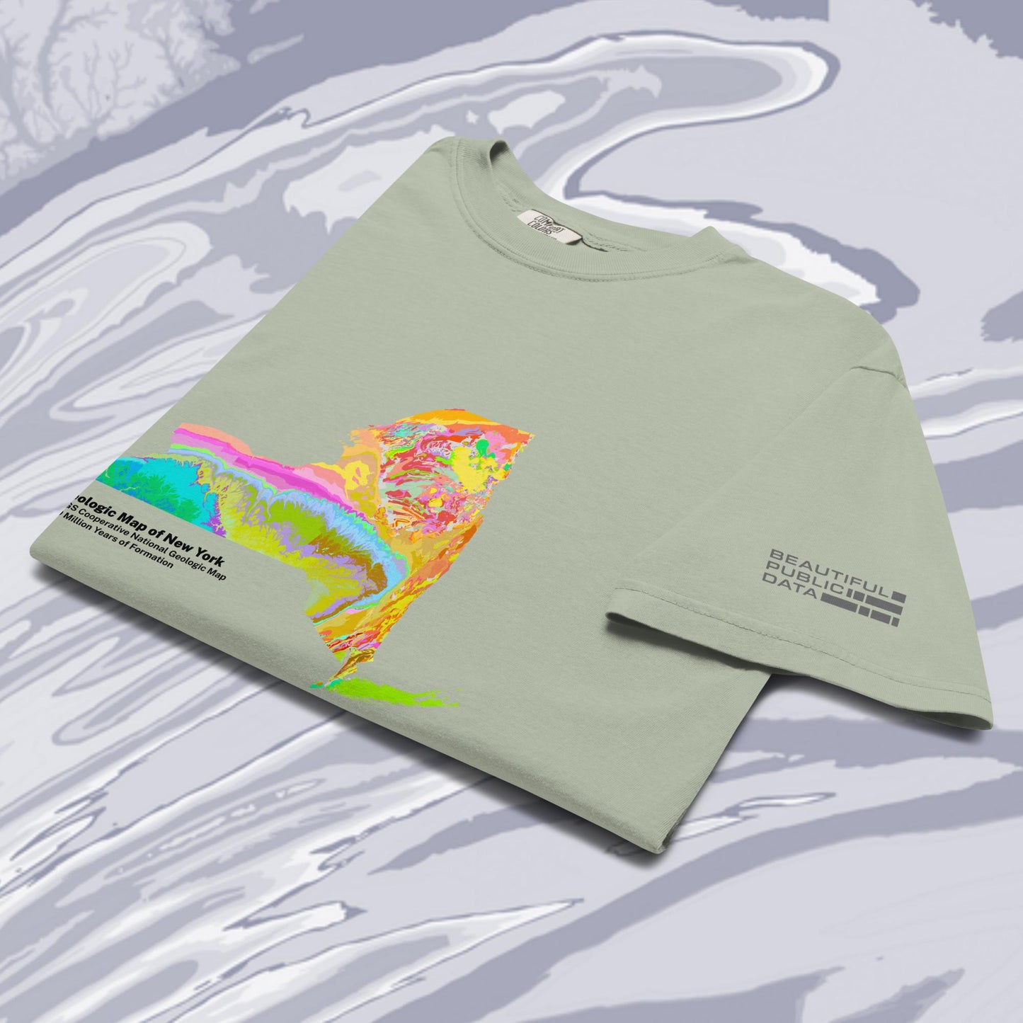 New York State Geology Map T-Shirt, USGS Bedrock Earth Science Tee