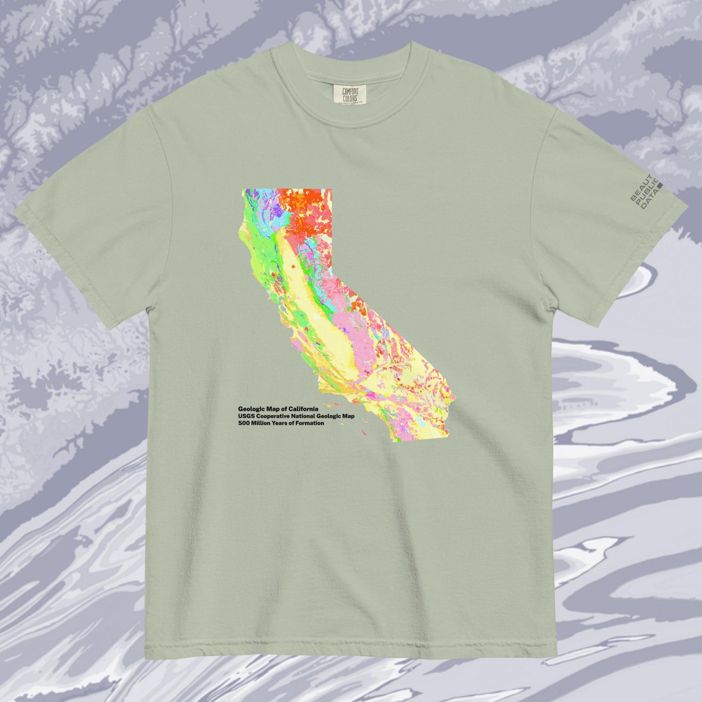 California State Geology Map T-Shirt, USGS Bedrock Earth Science Tee (Light)