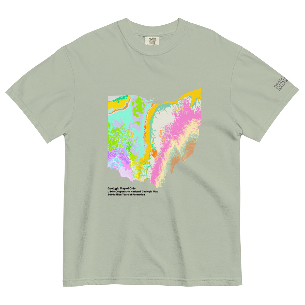 Ohio State Geology Map T-Shirt, USGS Bedrock Earth Science Tee (Light)