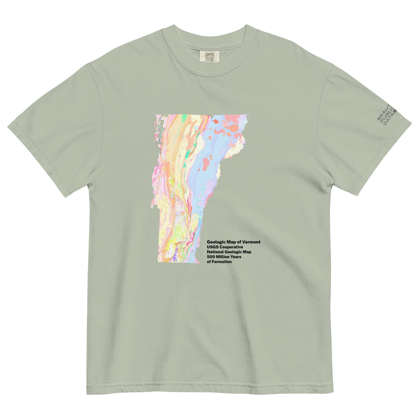 Vermont State Geology Map T-Shirt, USGS Bedrock Earth Science Tee (Light)