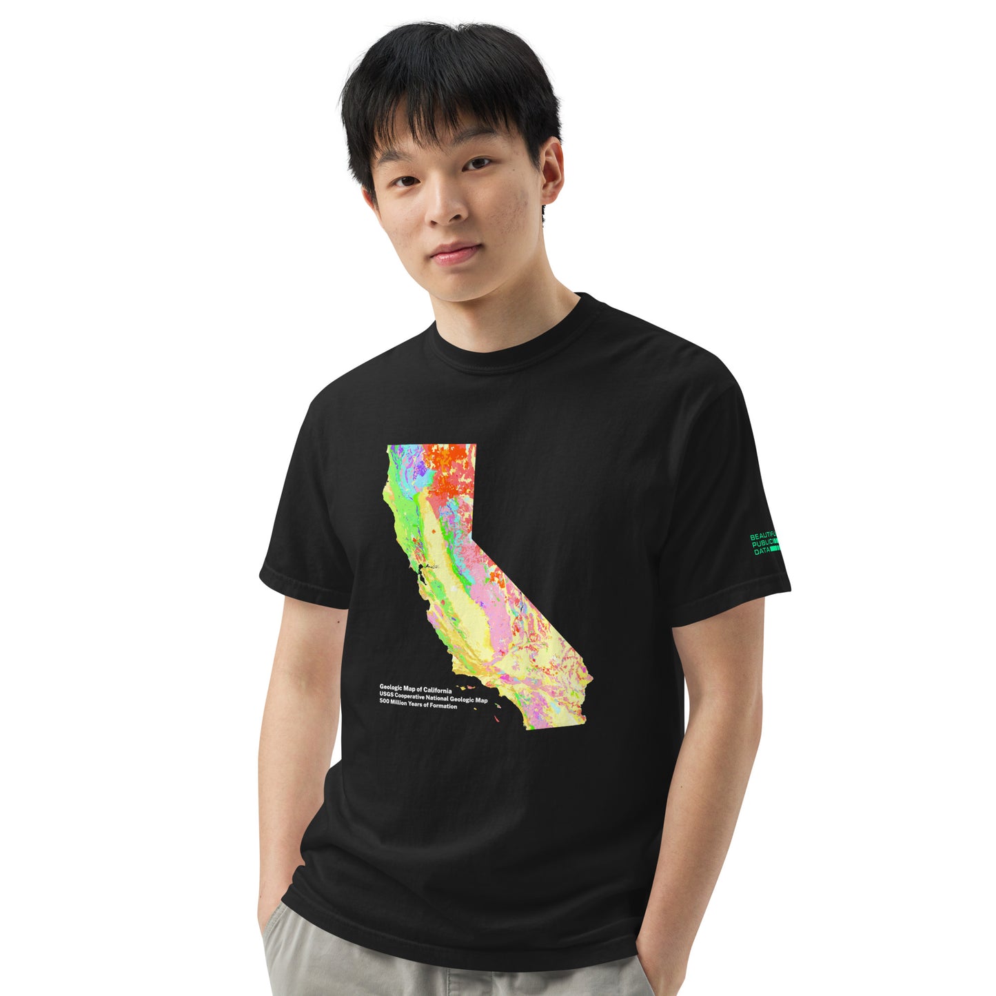 California State Geology Map T-Shirt, USGS Bedrock Earth Science Tee (Dark)