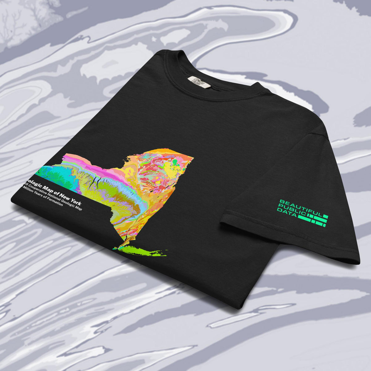 New York State Geology Map T-Shirt, USGS Bedrock Earth Science Tee