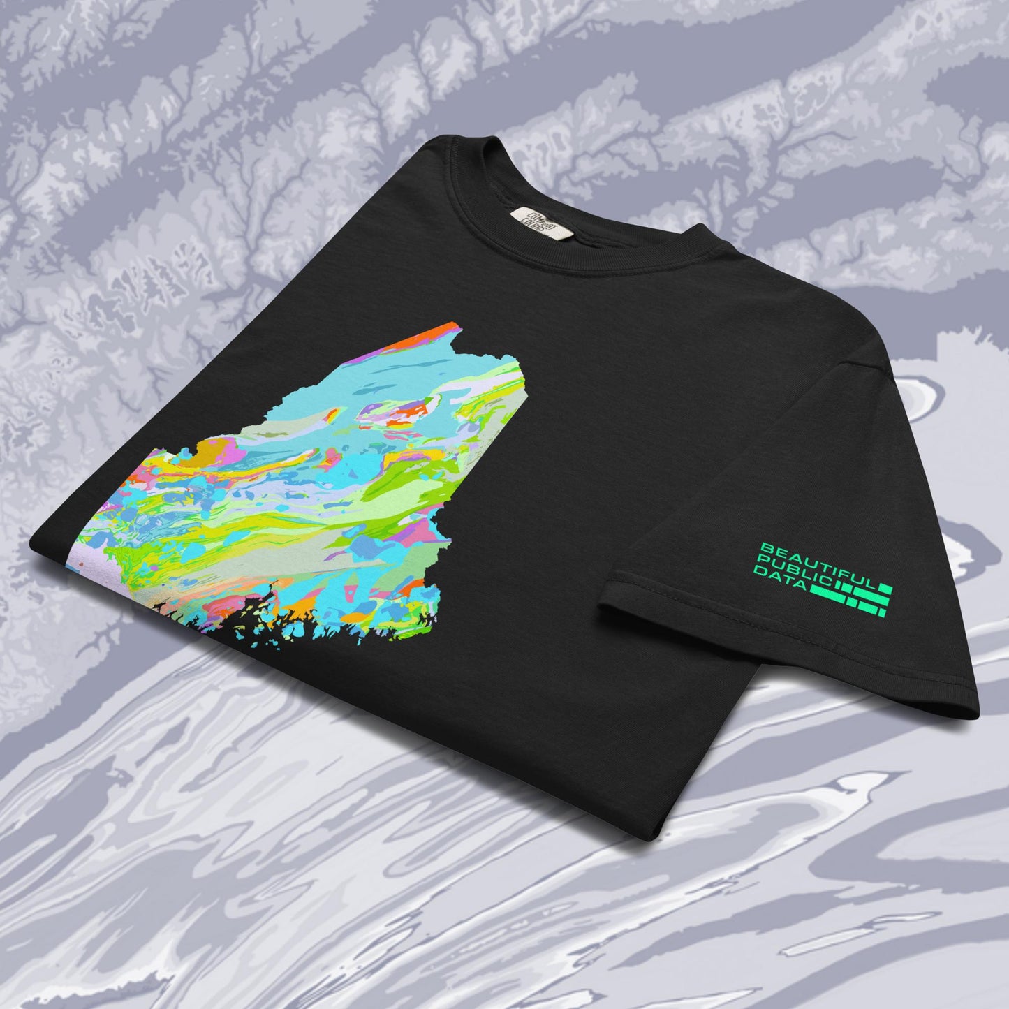 Maine State Geology Map T-Shirt, USGS Bedrock Earth Science Tee (Dark)