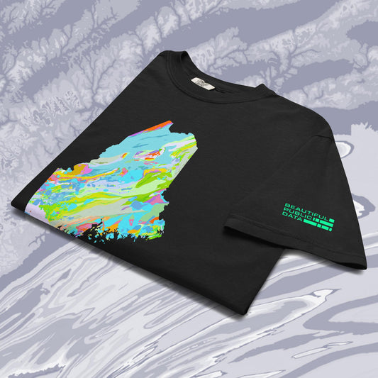 Maine State Geology Map T-Shirt, USGS Bedrock Earth Science Tee (Dark)