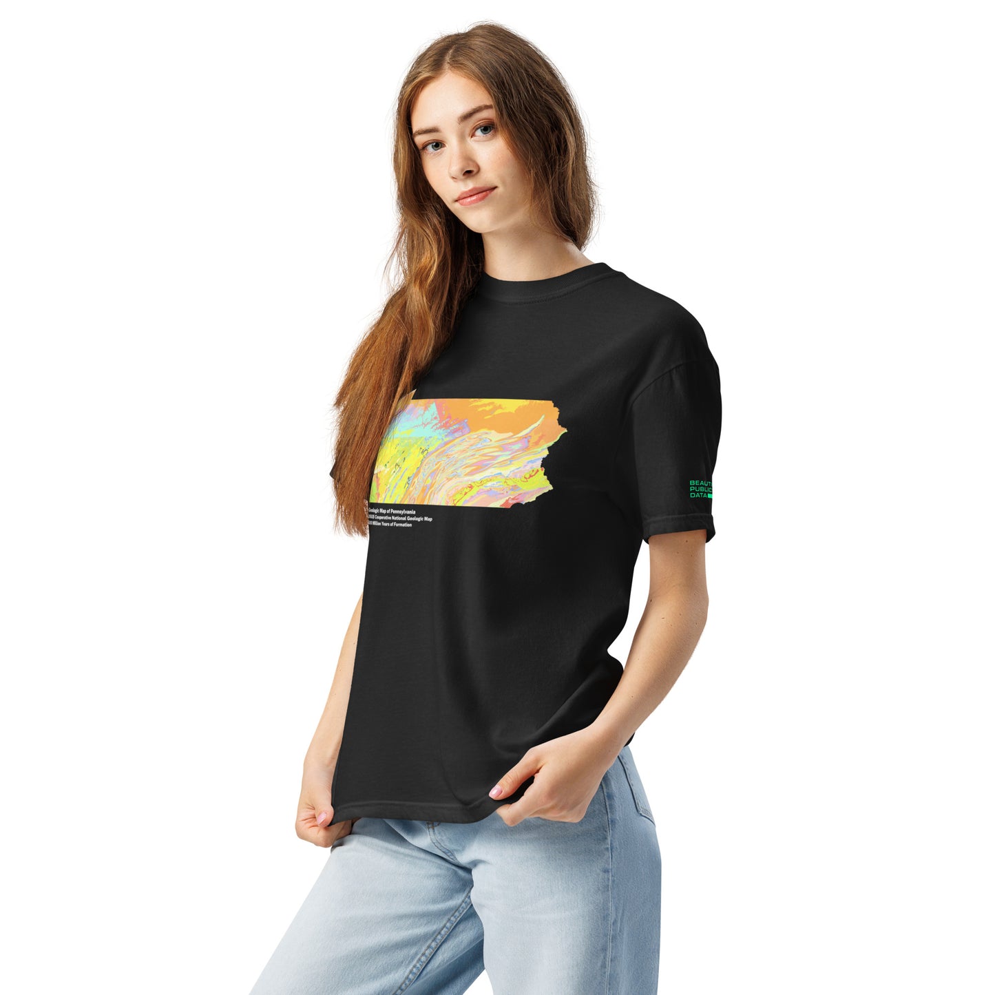 Pennsylvania State Geology Map T-Shirt, USGS Bedrock Earth Science Tee (Dark)