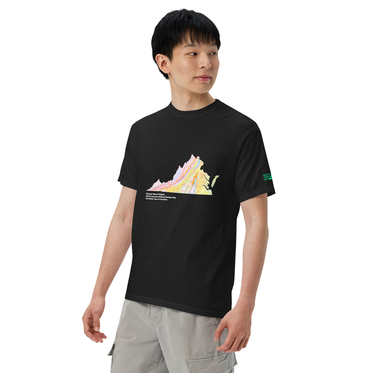 Virginia State Geology Map T-Shirt, USGS Bedrock Earth Science Tee (Dark)