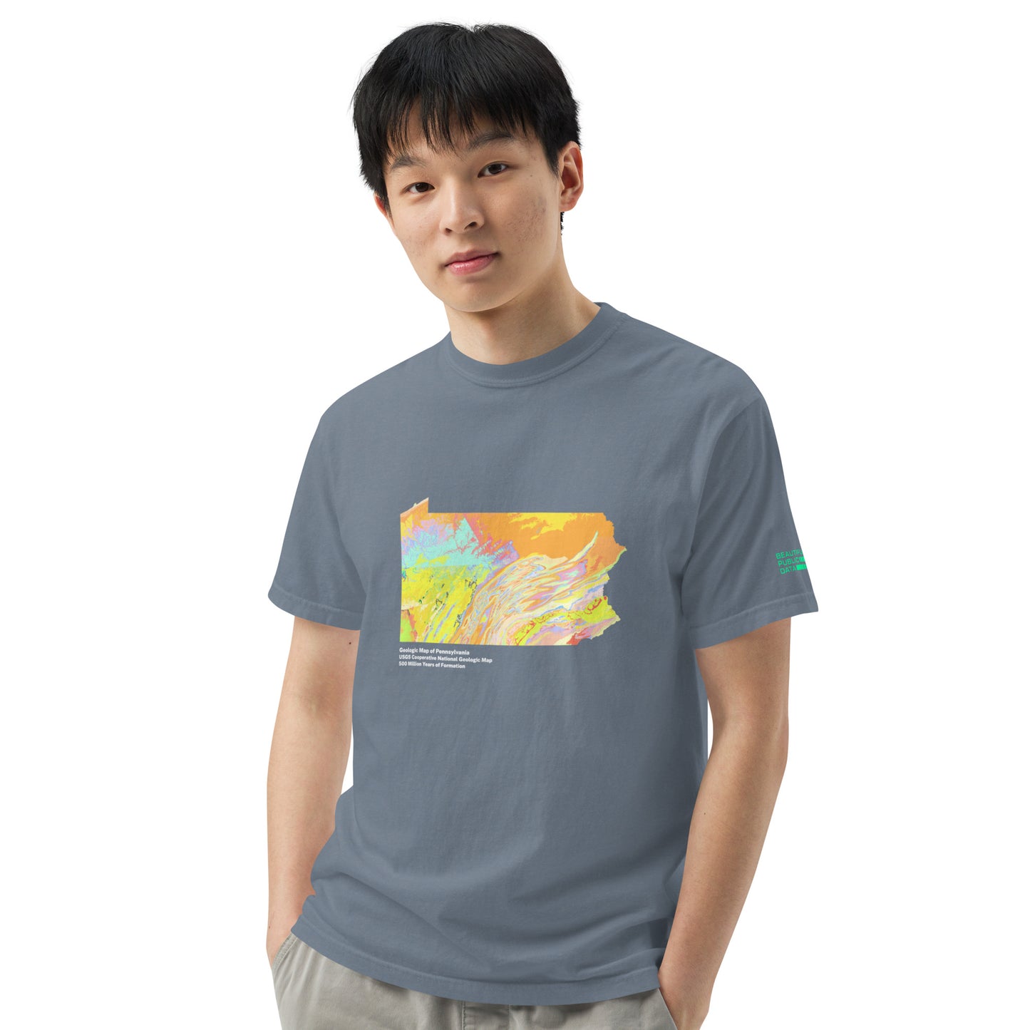 Pennsylvania State Geology Map T-Shirt, USGS Bedrock Earth Science Tee (Dark)