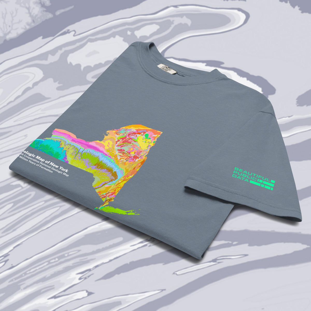 New York State Geology Map T-Shirt, USGS Bedrock Earth Science Tee