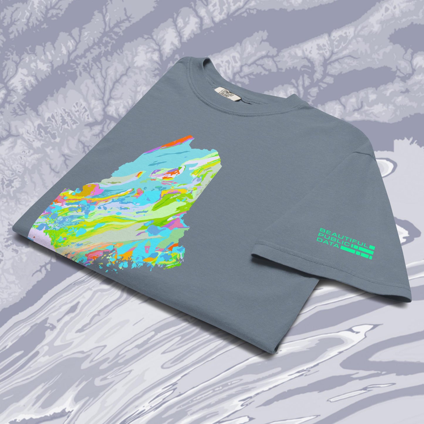 Maine State Geology Map T-Shirt, USGS Bedrock Earth Science Tee (Dark)