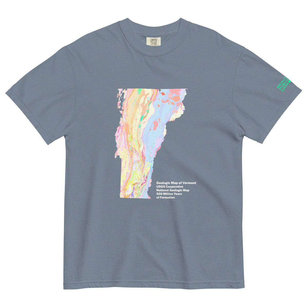 Vermont State Geology Map T-Shirt, USGS Bedrock Earth Science Tee (Dark)