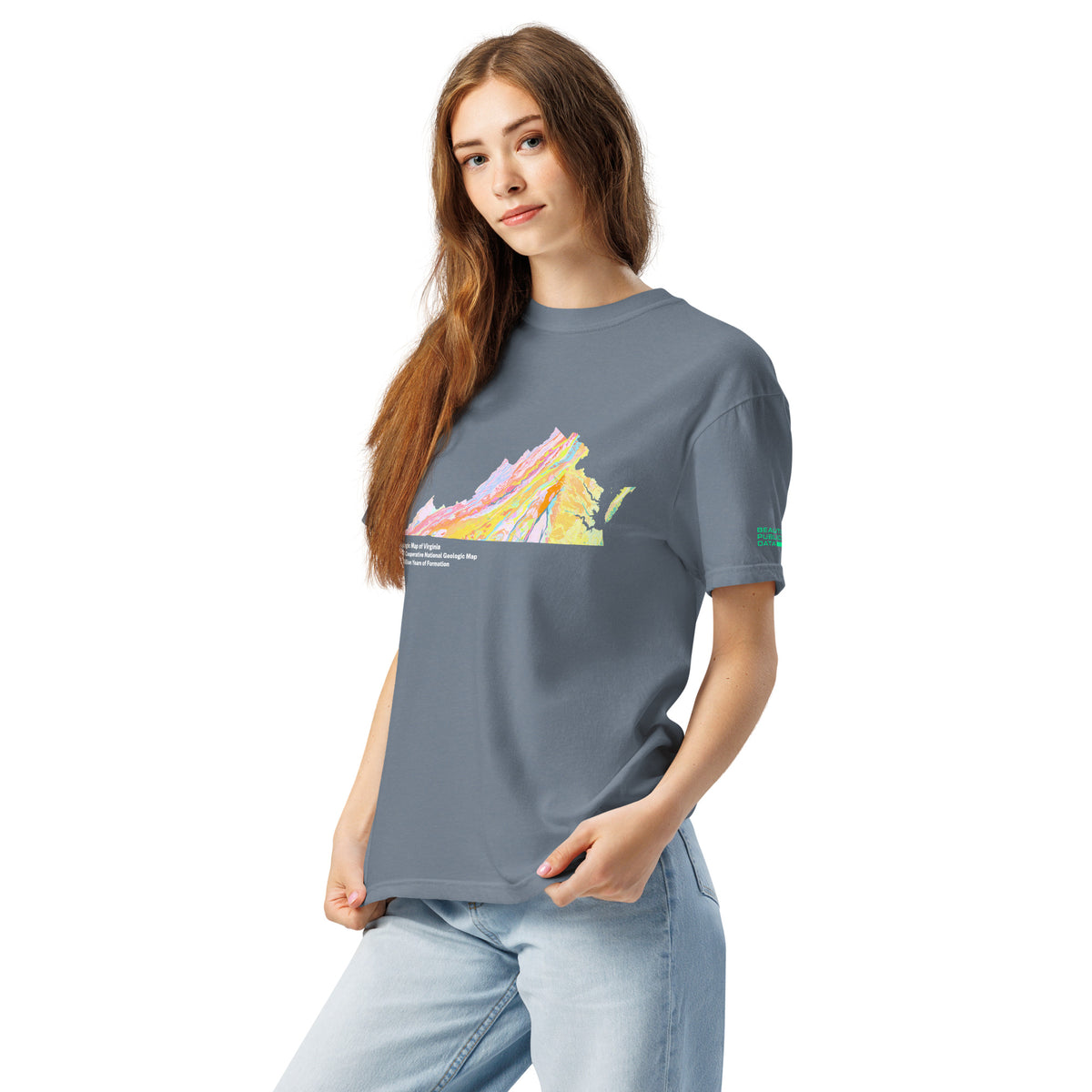 Virginia State Geology Map T-Shirt, USGS Bedrock Earth Science Tee (Dark)