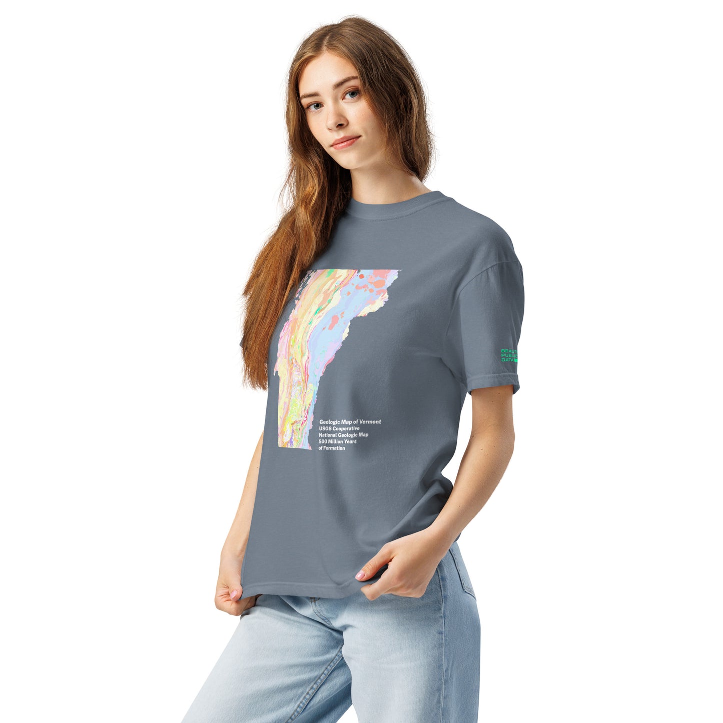 Vermont State Geology Map T-Shirt, USGS Bedrock Earth Science Tee (Dark)