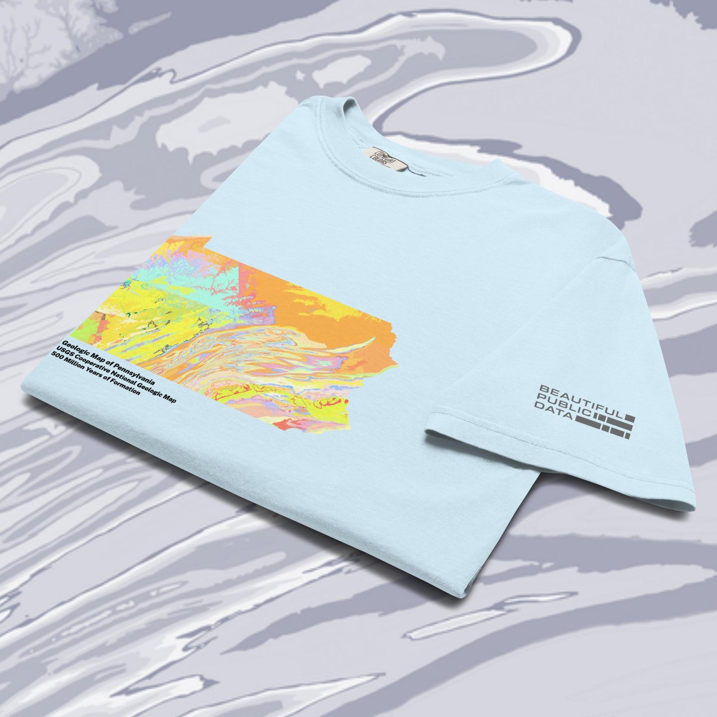 Pennsylvania State Geology Map T-Shirt, USGS Bedrock Earth Science Tee (Light)