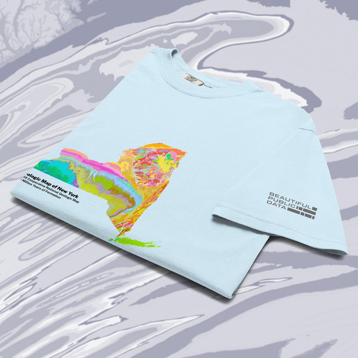 New York State Geology Map T-Shirt, USGS Bedrock Earth Science Tee