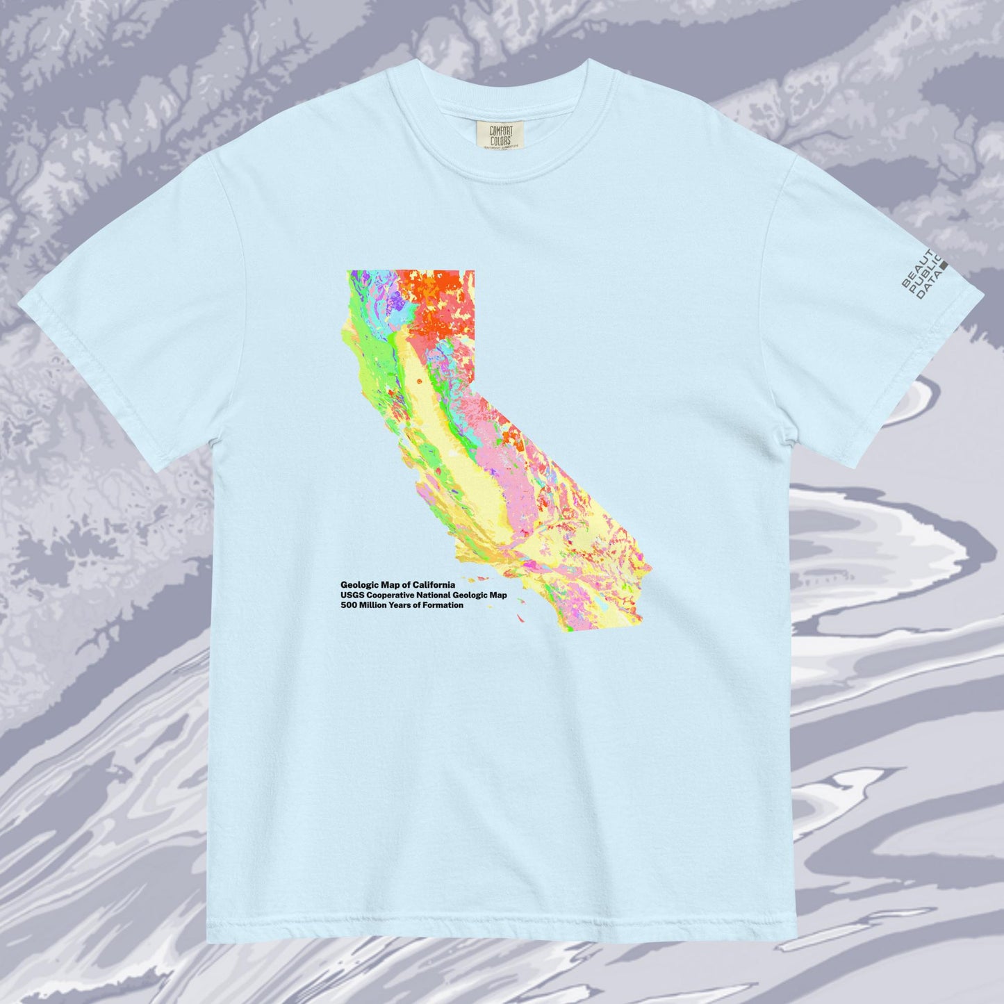 California State Geology Map T-Shirt, USGS Bedrock Earth Science Tee (Light)