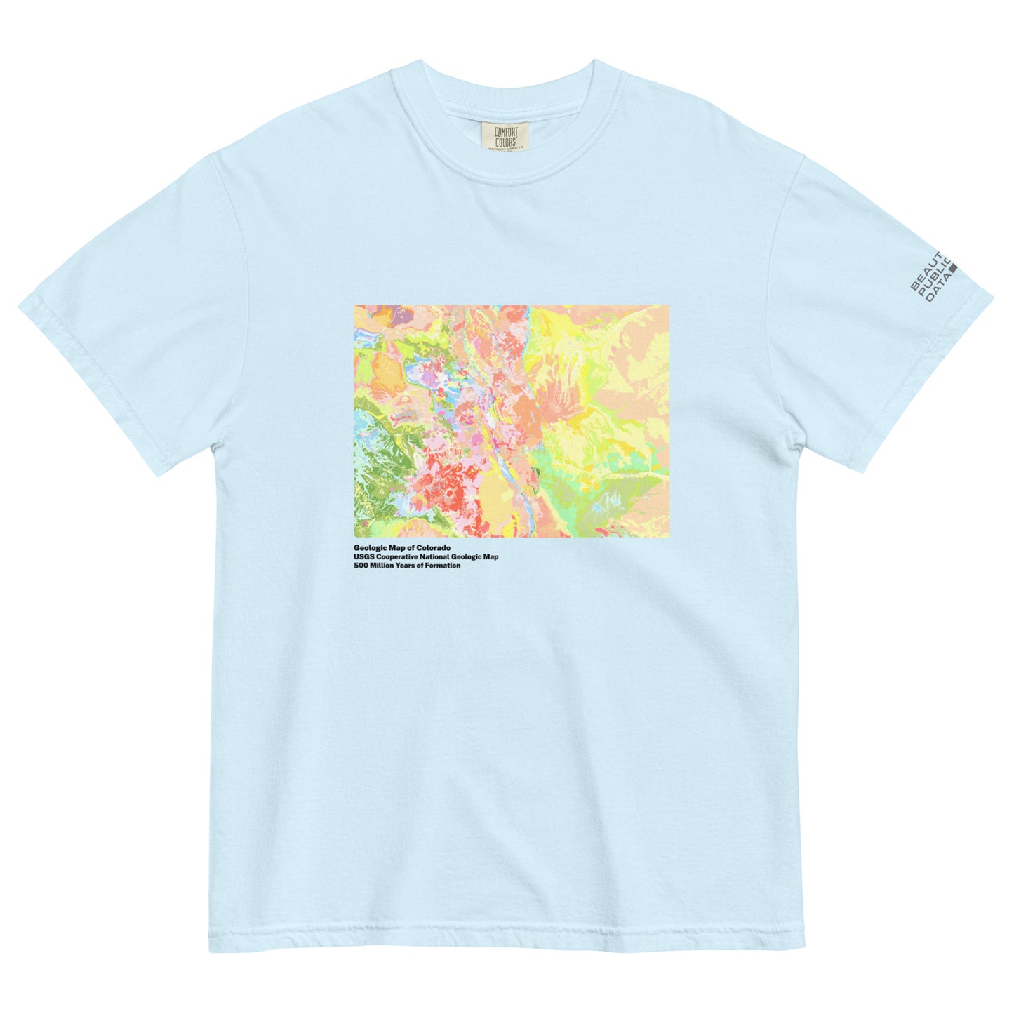 Colorado State Geology Map T-Shirt, USGS Bedrock Earth Science Tee (Light)
