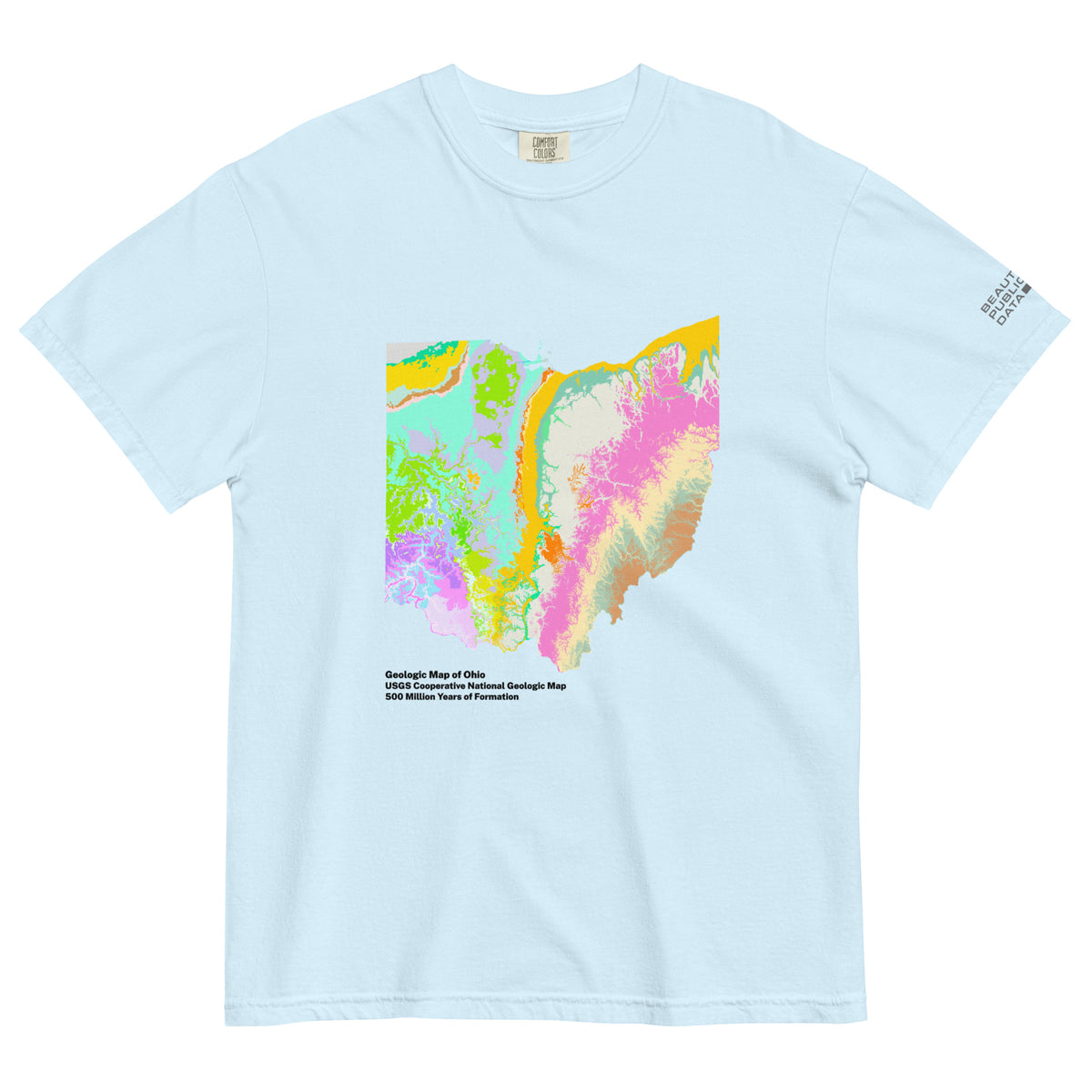Ohio State Geology Map T-Shirt, USGS Bedrock Earth Science Tee (Light)