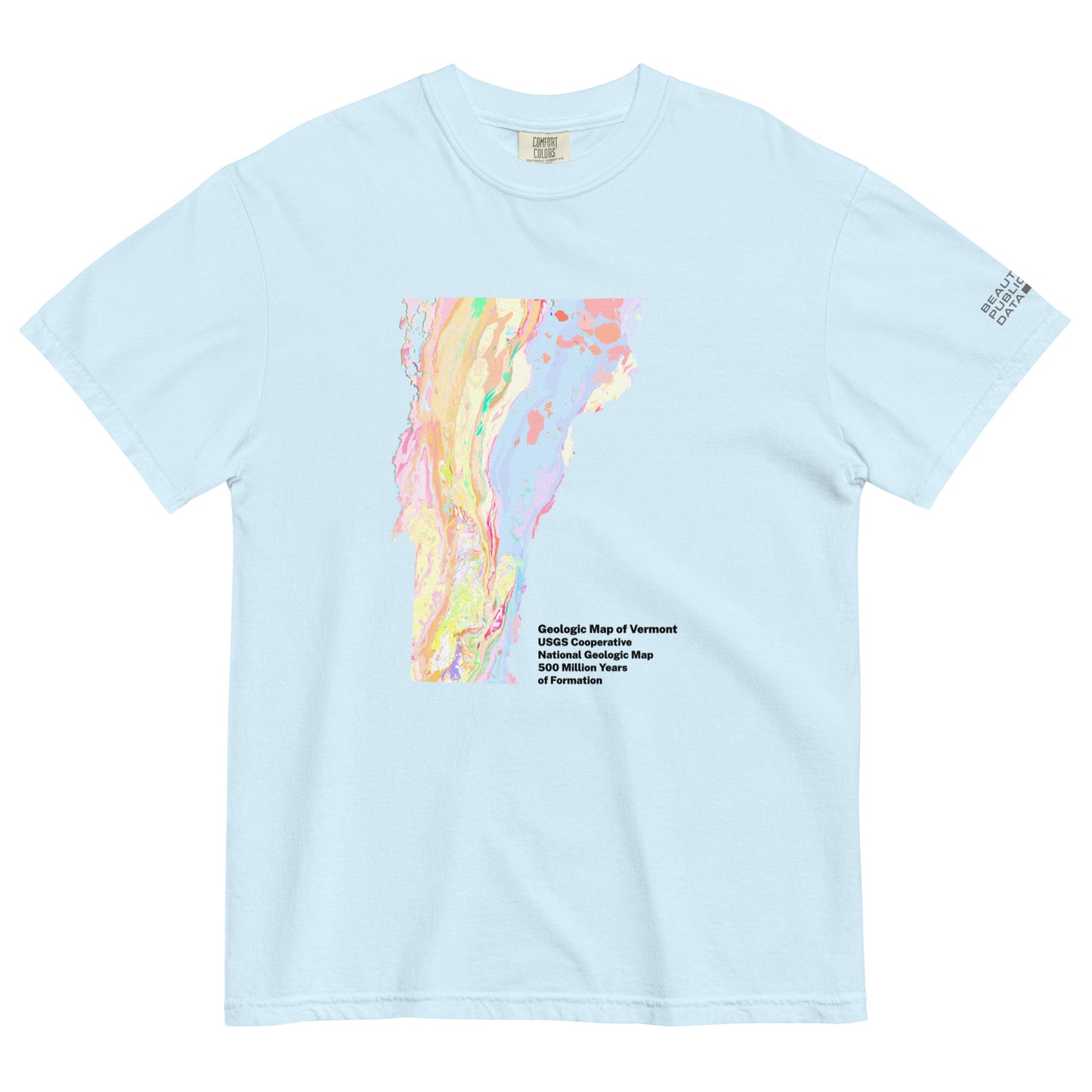 Vermont State Geology Map T-Shirt, USGS Bedrock Earth Science Tee (Light)
