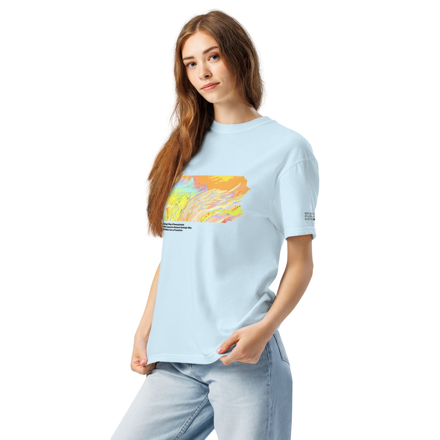 Pennsylvania State Geology Map T-Shirt, USGS Bedrock Earth Science Tee (Light)