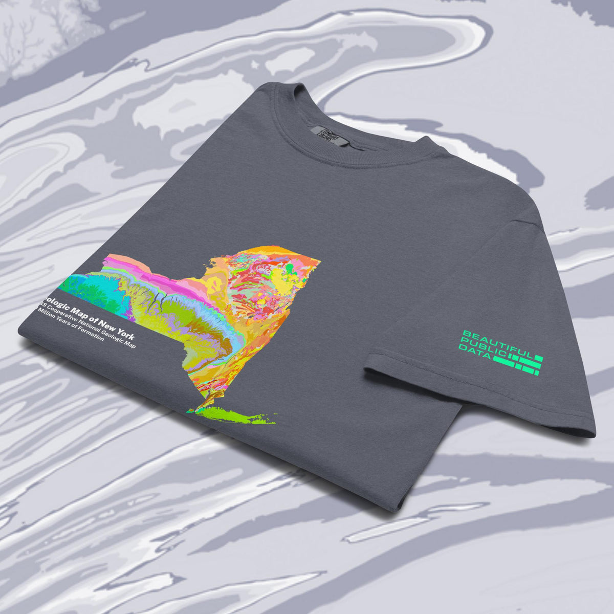New York State Geology Map T-Shirt, USGS Bedrock Earth Science Tee