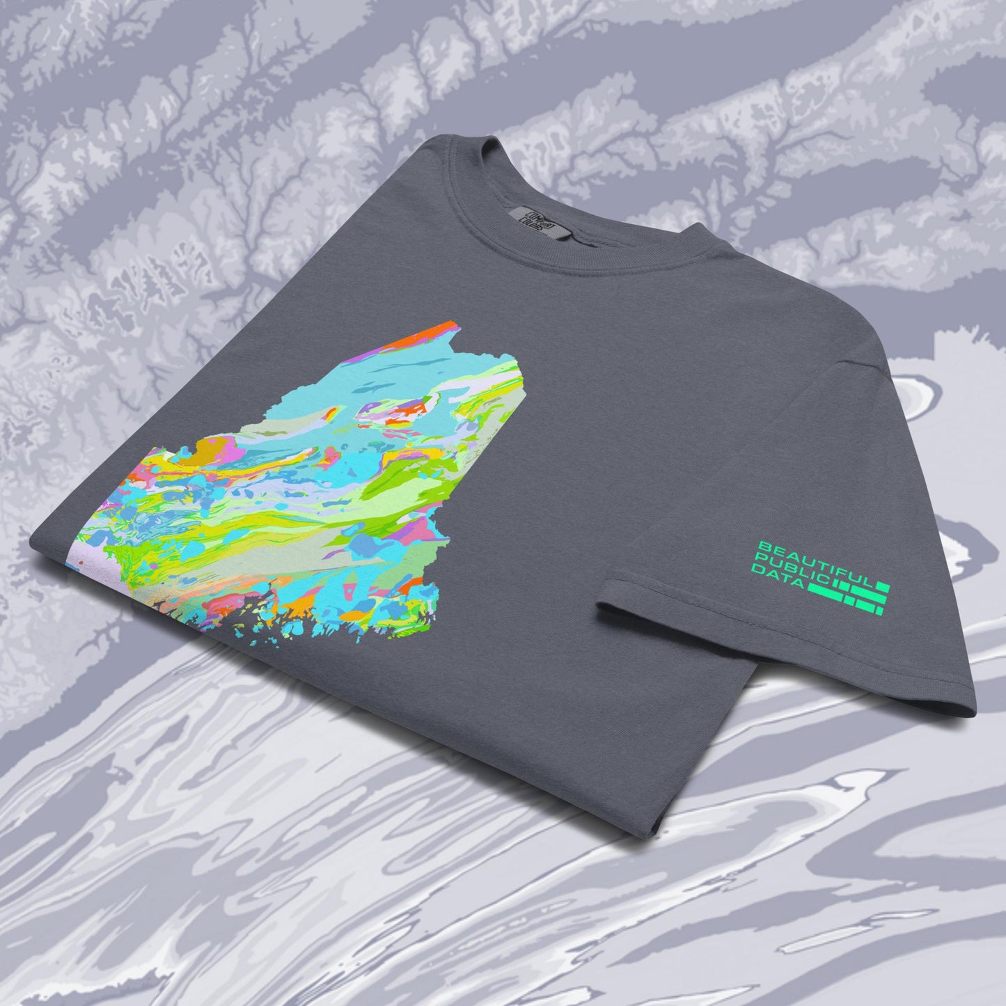 Maine State Geology Map T-Shirt, USGS Bedrock Earth Science Tee (Dark)