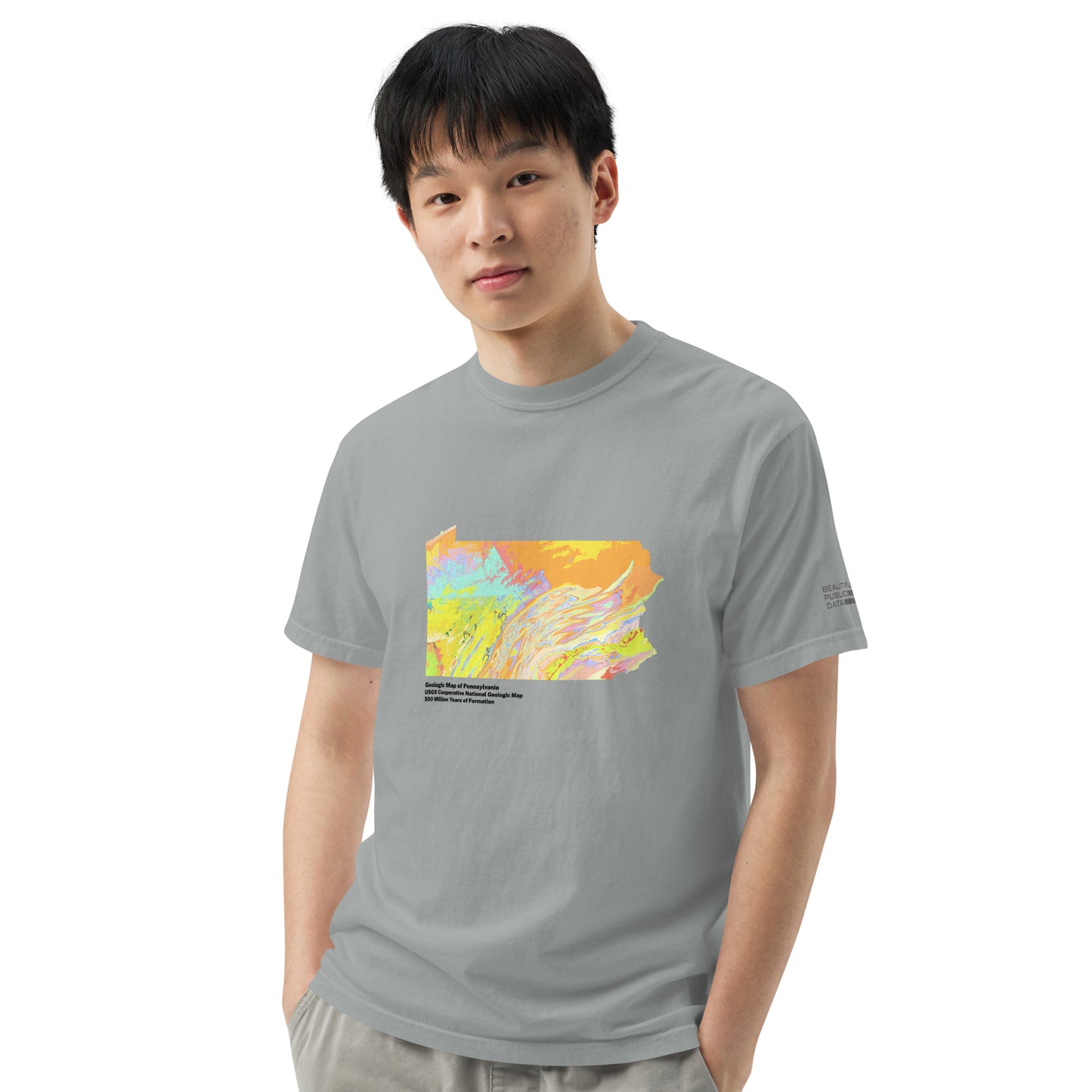 Pennsylvania State Geology Map T-Shirt, USGS Bedrock Earth Science Tee (Light)