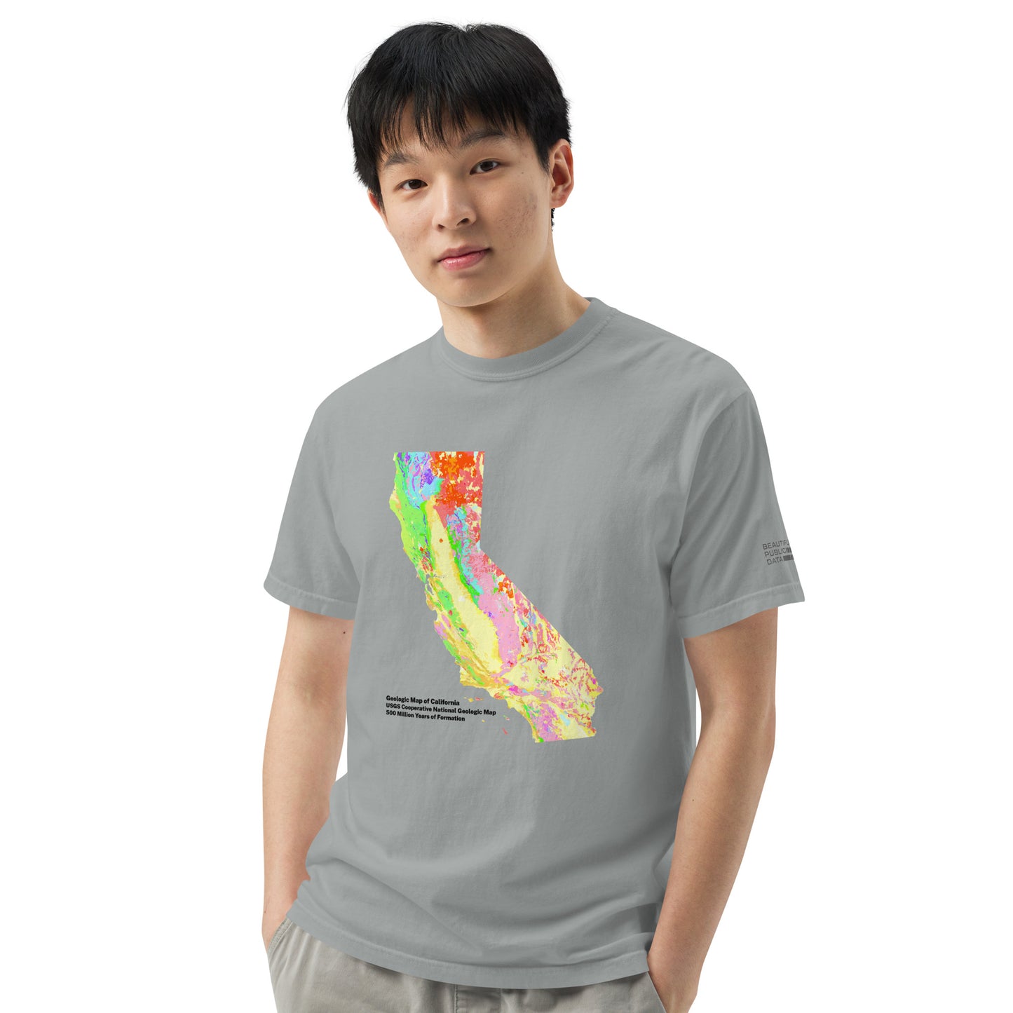 California State Geology Map T-Shirt, USGS Bedrock Earth Science Tee (Light)