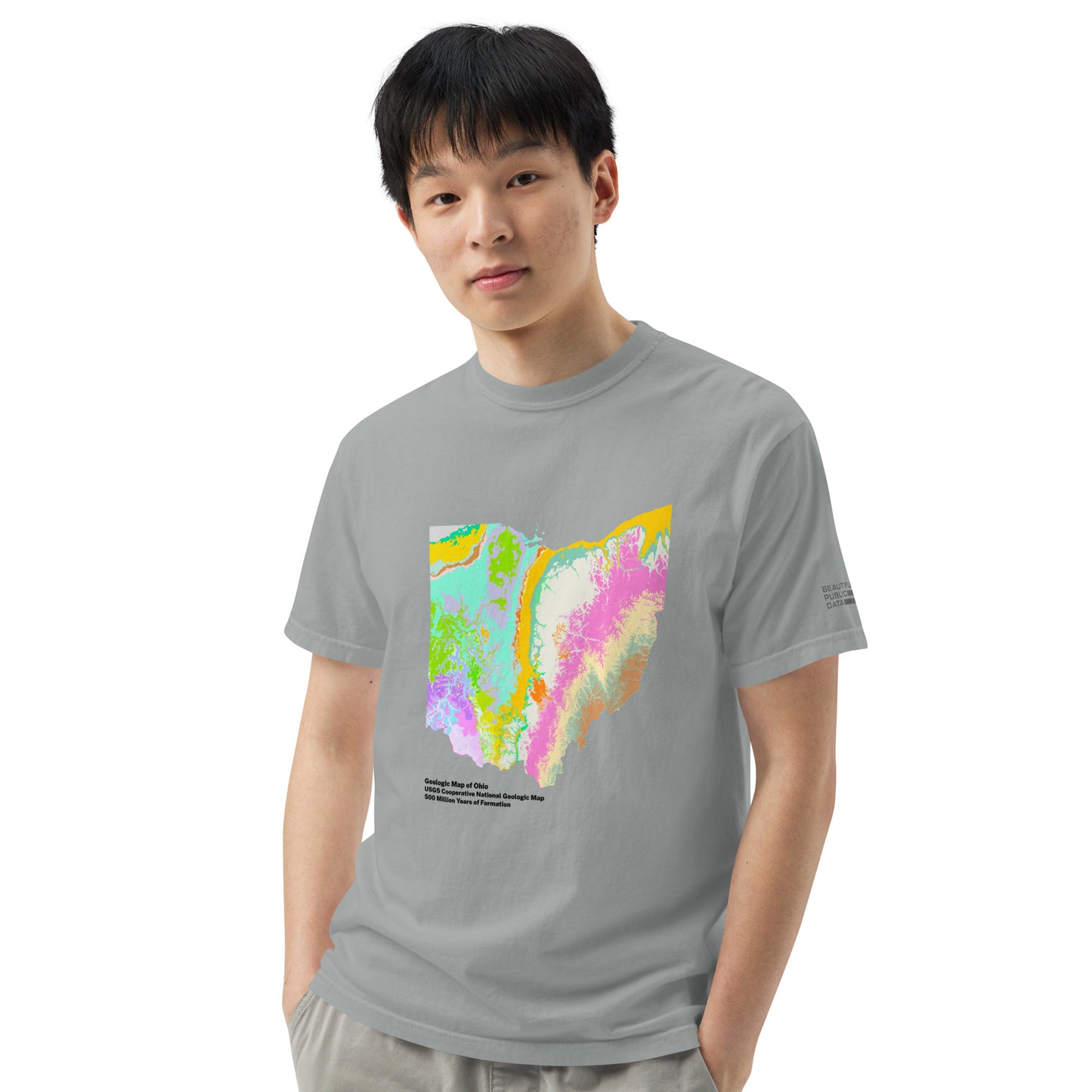 Ohio State Geology Map T-Shirt, USGS Bedrock Earth Science Tee (Light)