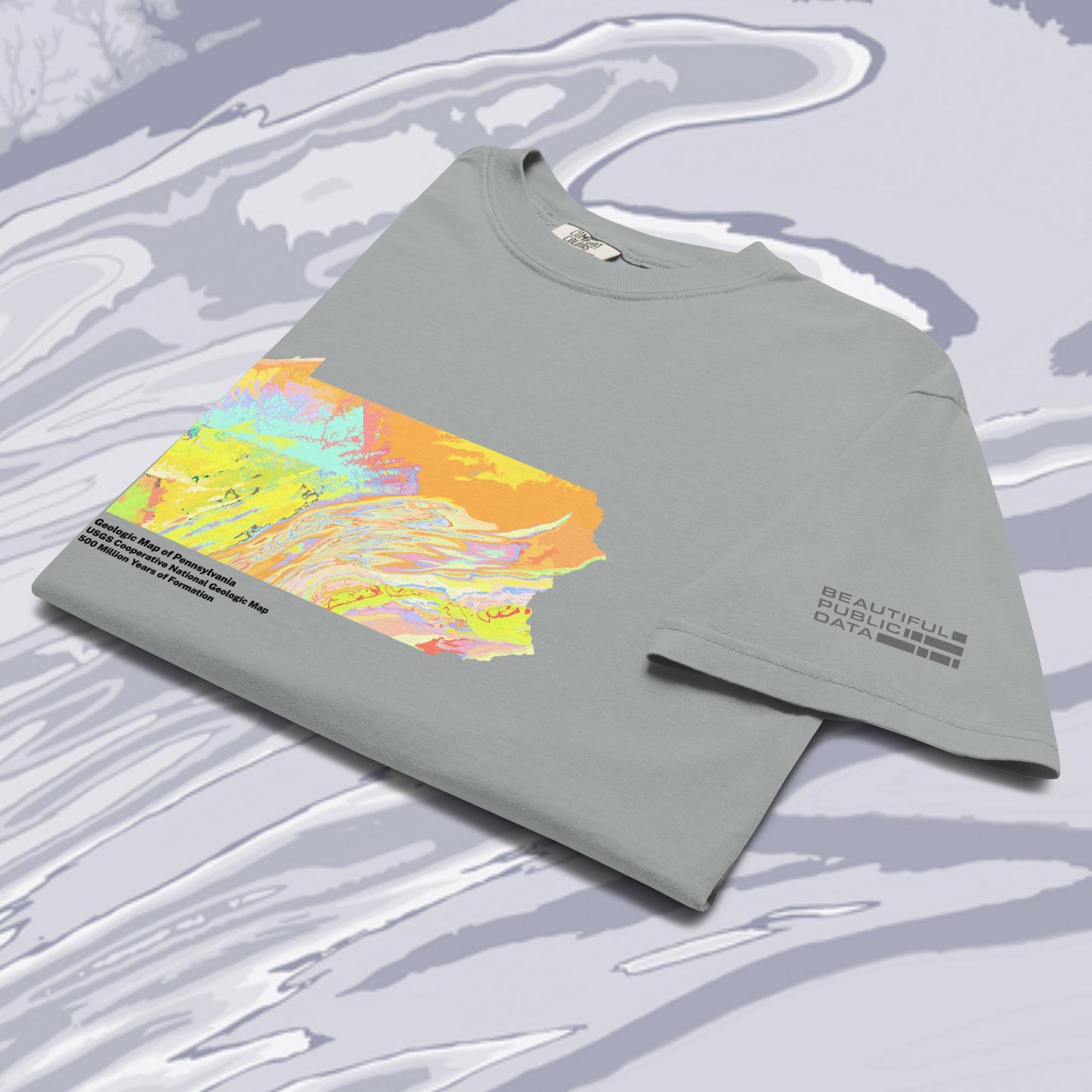 Pennsylvania State Geology Map T-Shirt, USGS Bedrock Earth Science Tee (Light)