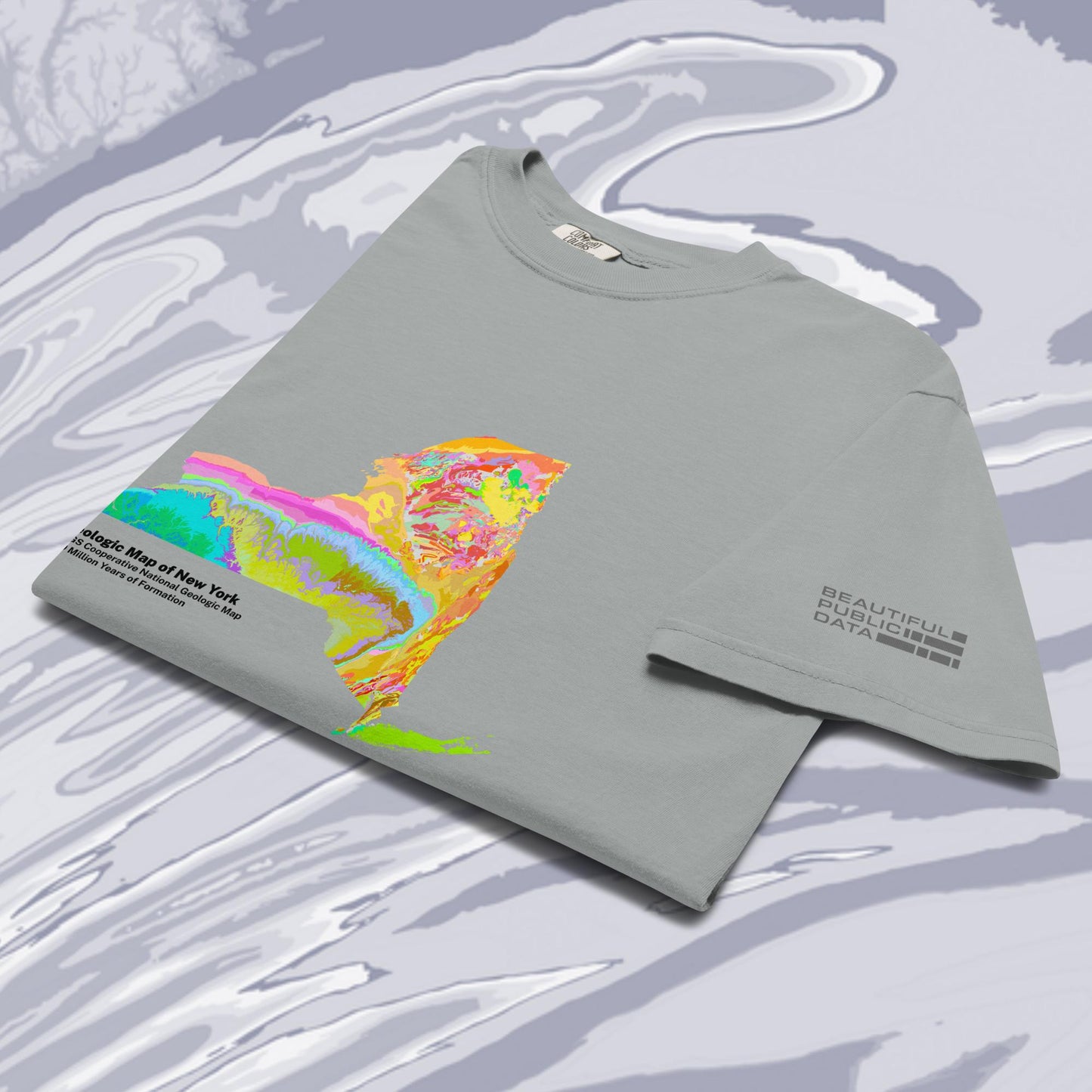 New York State Geology Map T-Shirt, USGS Bedrock Earth Science Tee