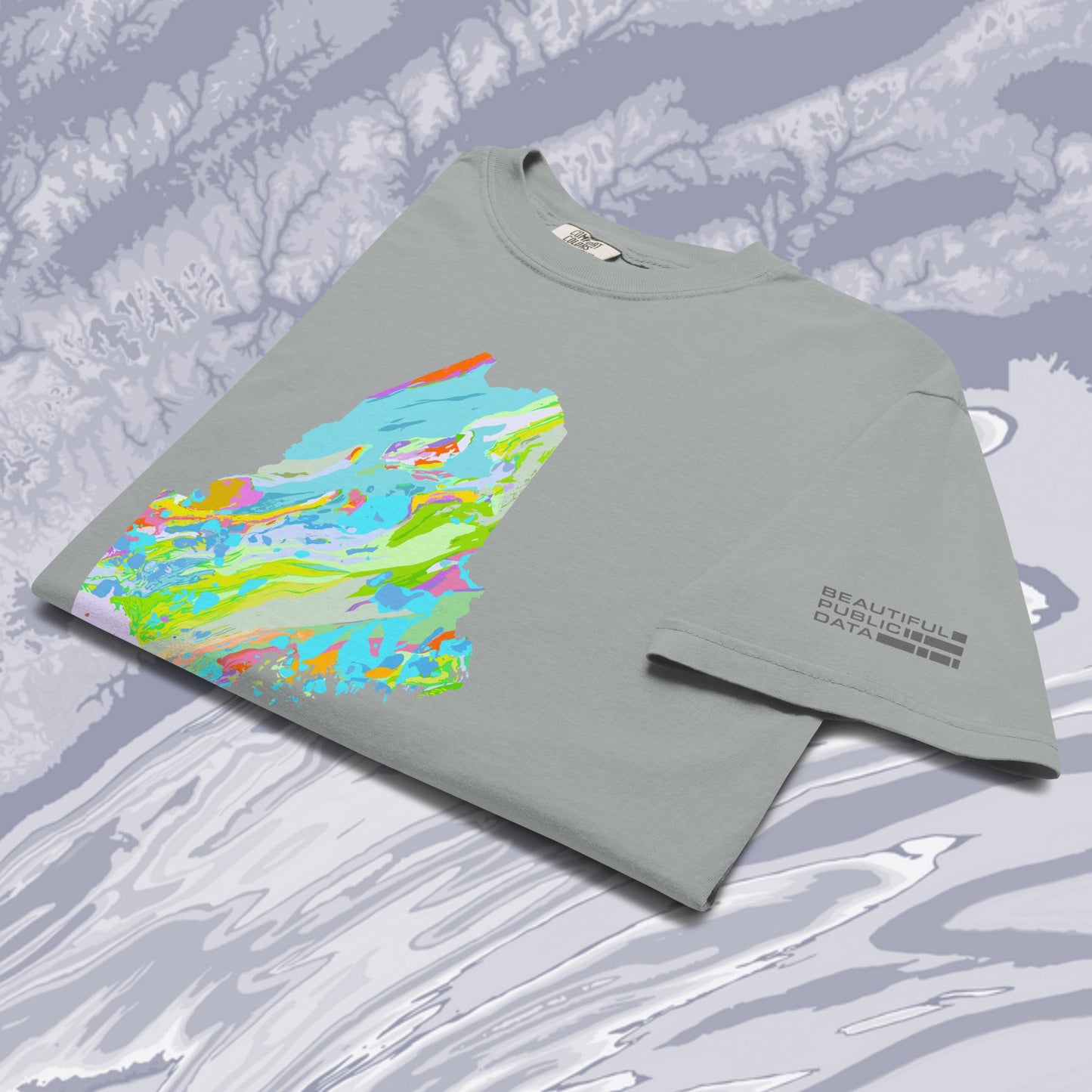 Maine State Geology Map T-Shirt, USGS Bedrock Earth Science Tee (Light)