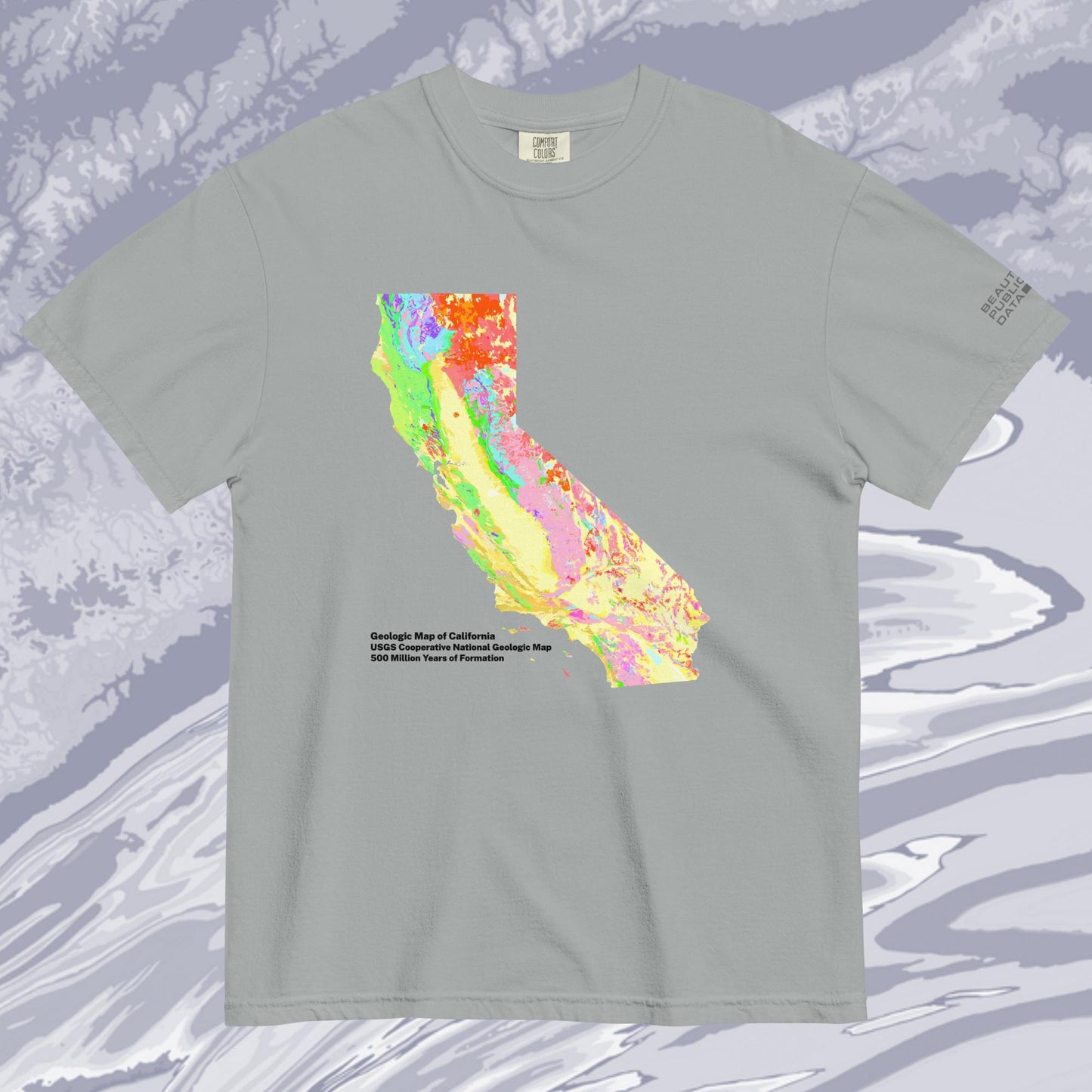 California State Geology Map T-Shirt, USGS Bedrock Earth Science Tee (Light)