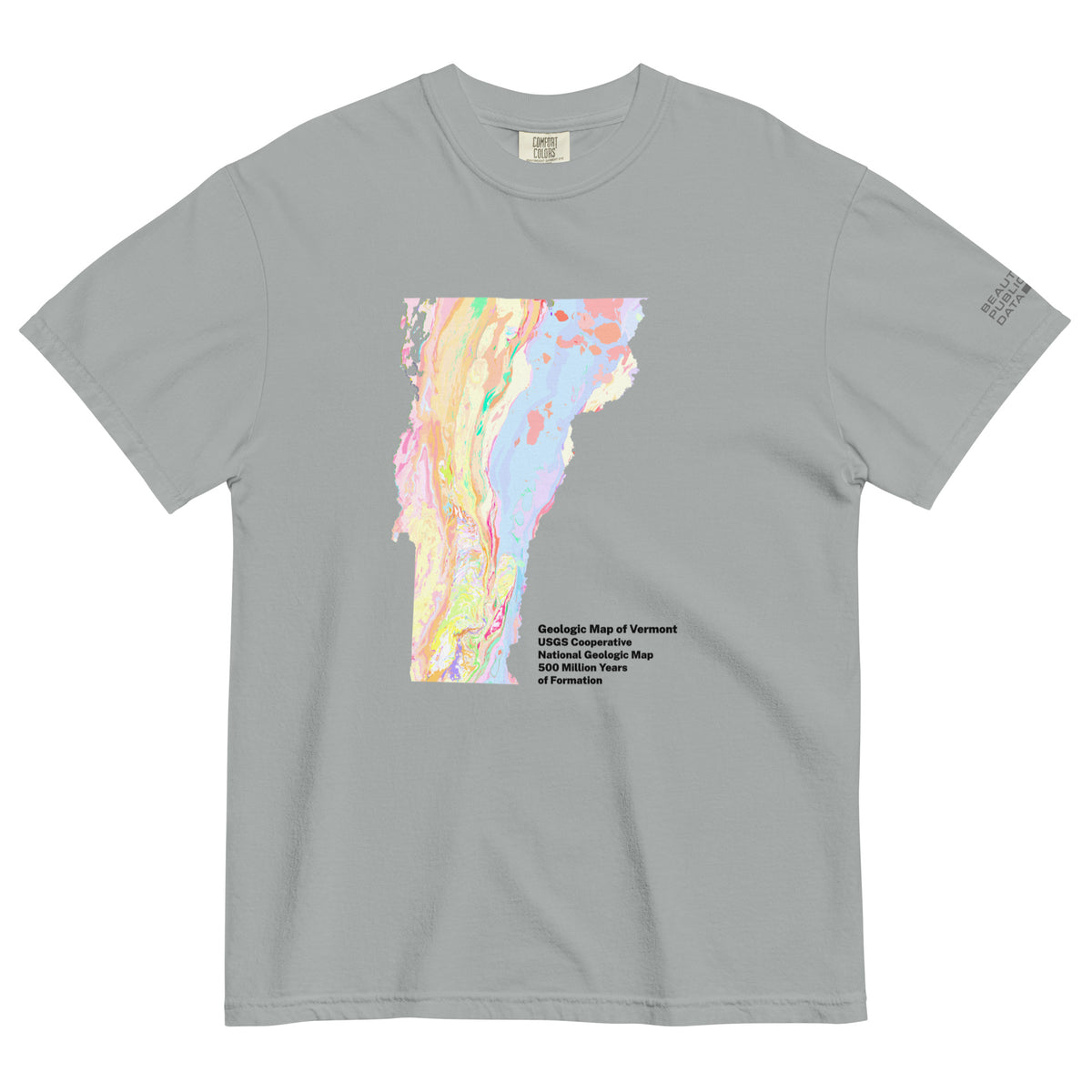 Vermont State Geology Map T-Shirt, USGS Bedrock Earth Science Tee (Light)