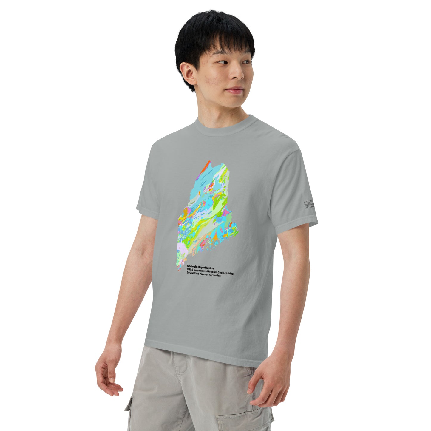 Maine State Geology Map T-Shirt, USGS Bedrock Earth Science Tee (Light)